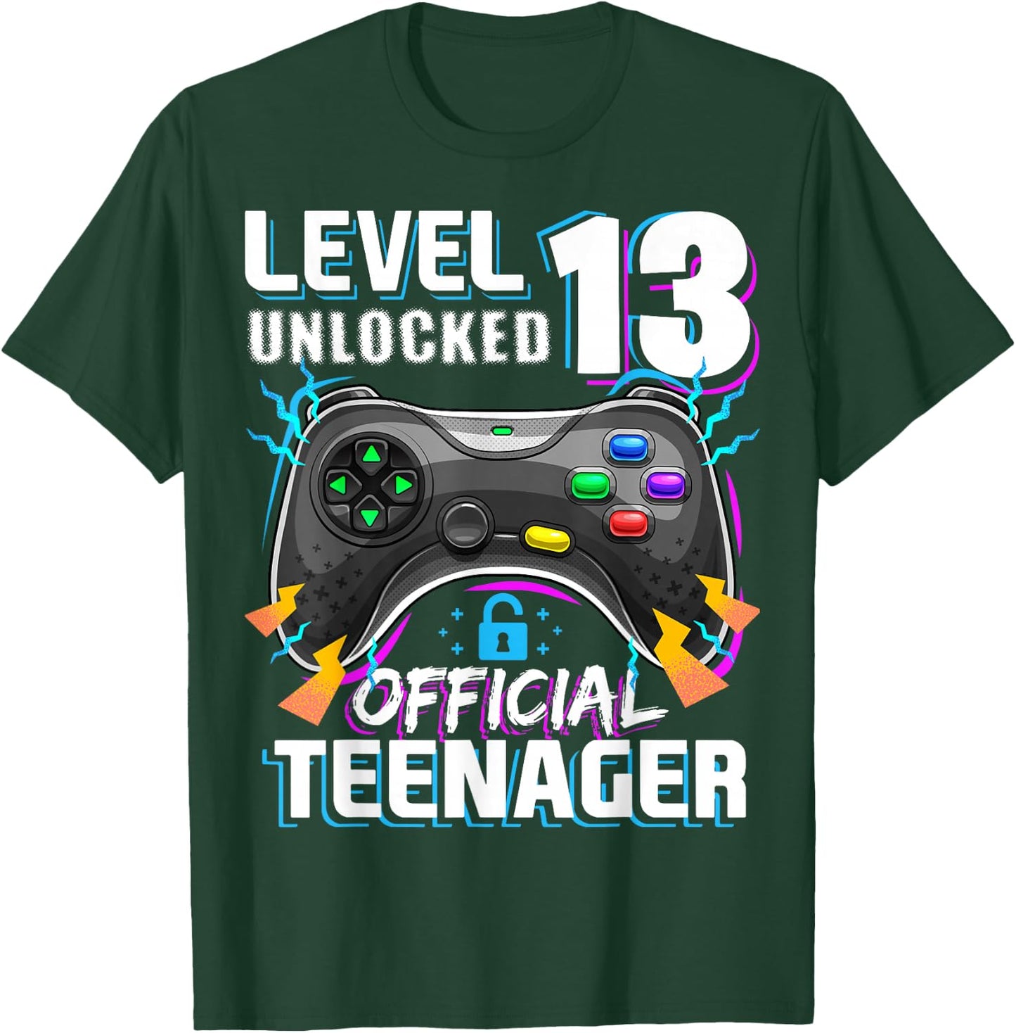 Level 13 Unlocked Official Teenager Video Game 13th Birthday T-Shirt - T-Shirt | Forest