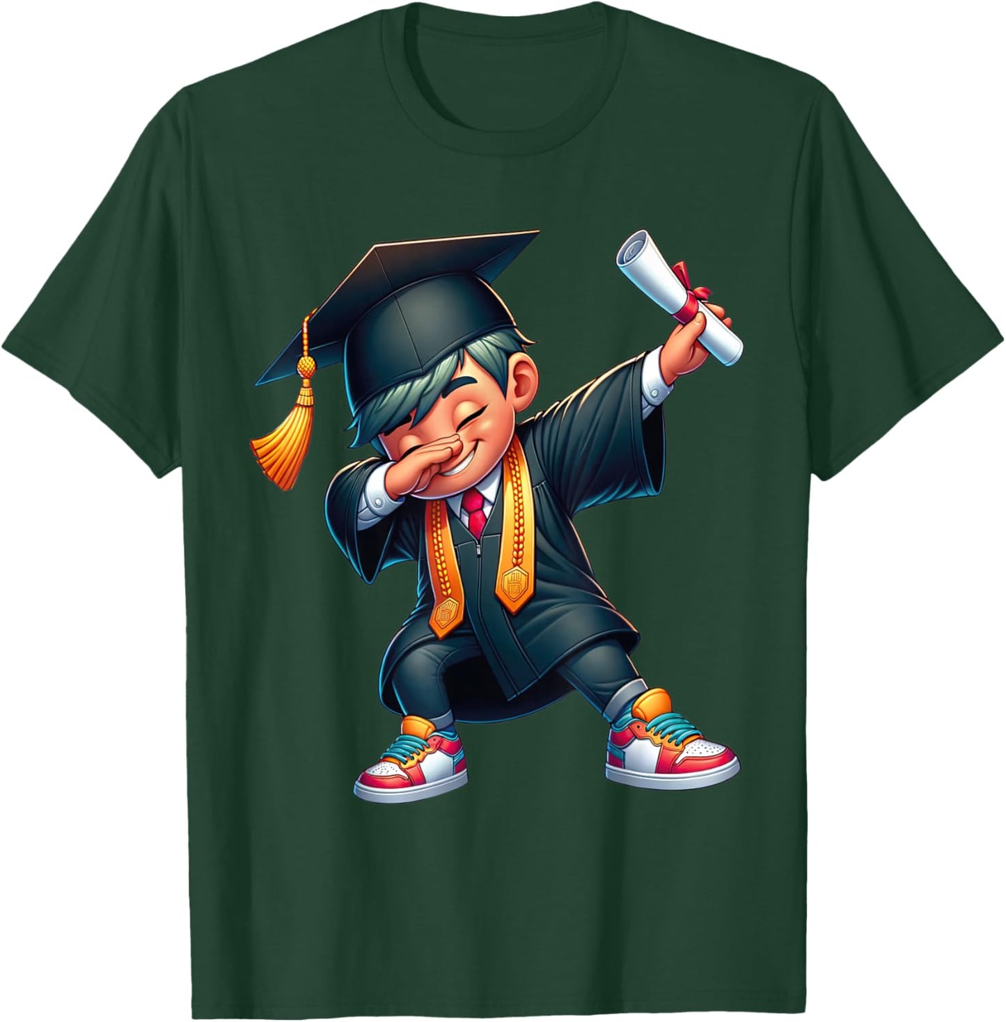 Kids Funny Boys Grad Gifts Dabbing Graduation Class Of 2025 T-Shirt - T-Shirt | Forest