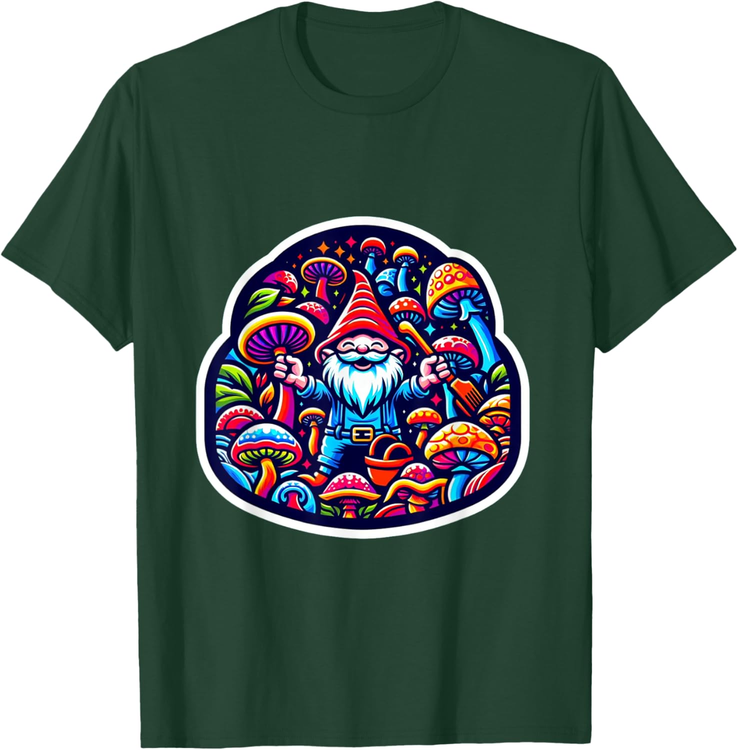 Trippy Gnome Mushroom Garden EDM Festival Rave Essential T-Shirt - T-Shirt | Forest