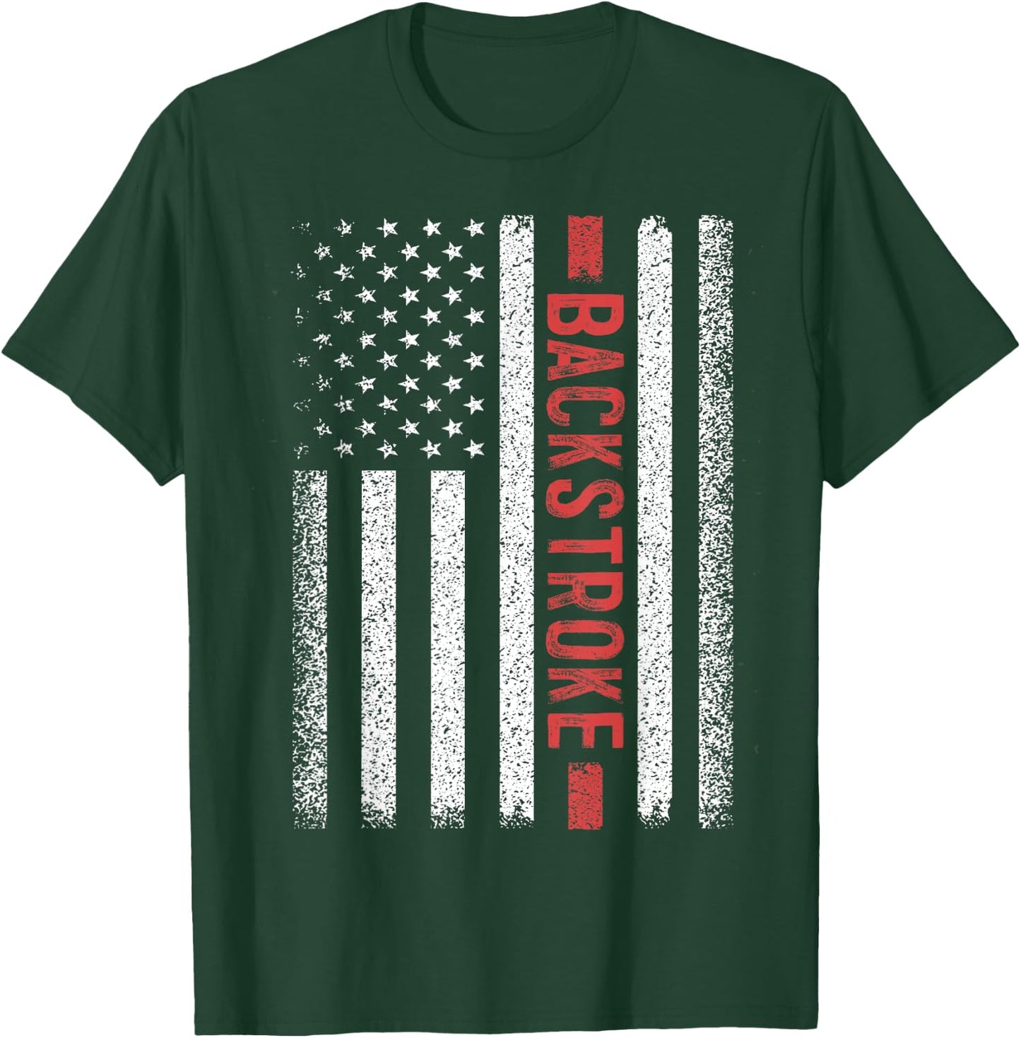 Backstroke American Flag 4th of July Back Crawl Swimmer T-Shirt - T-Shirt | Forest