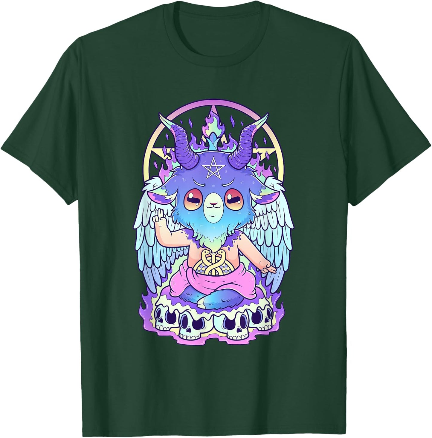Kawaii Pastel Goth Cute and Scary Baphomet Occult T-Shirt - T-Shirt | Forest