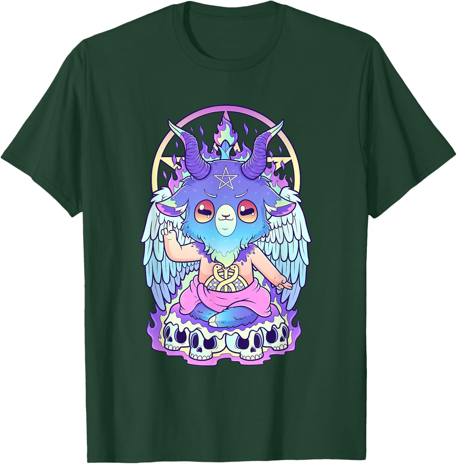 Kawaii Pastel Goth Cute and Scary Baphomet Occult T-Shirt - T-Shirt | Forest
