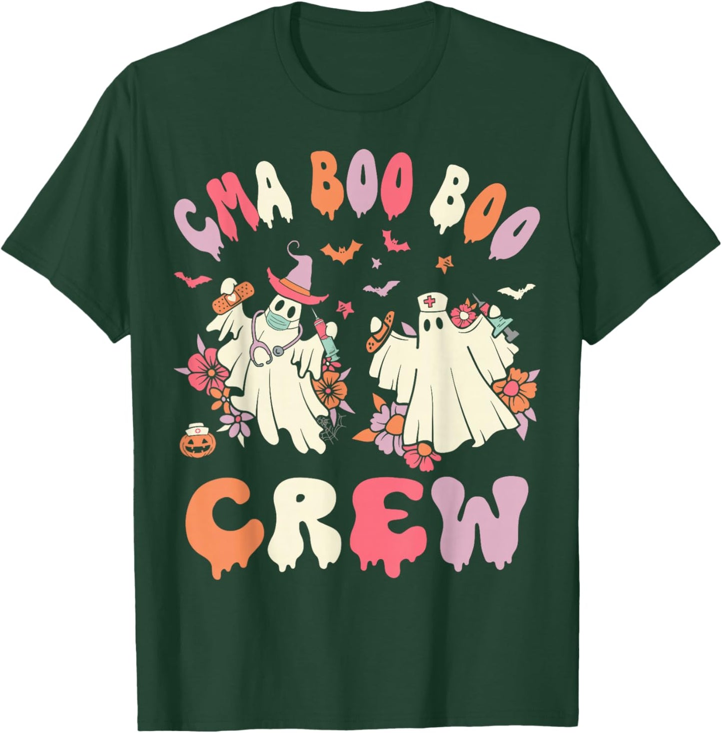 CMA Boo Crew Retro Halloween Ghost Nurse T-Shirt - T-Shirt | Forest