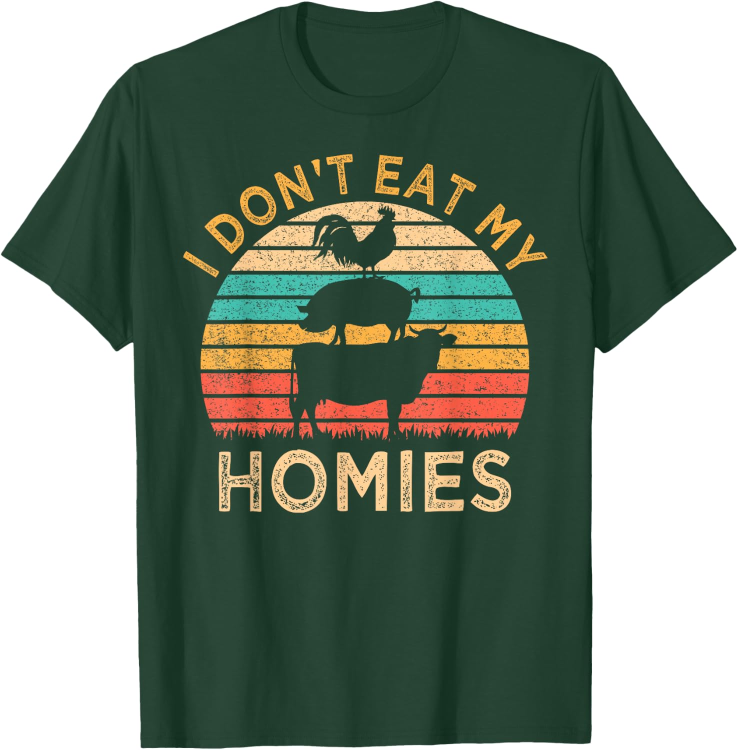 Vegetarian I Don't Eat My Homies Funny Vegan Retro T-Shirt - T-Shirt | Forest