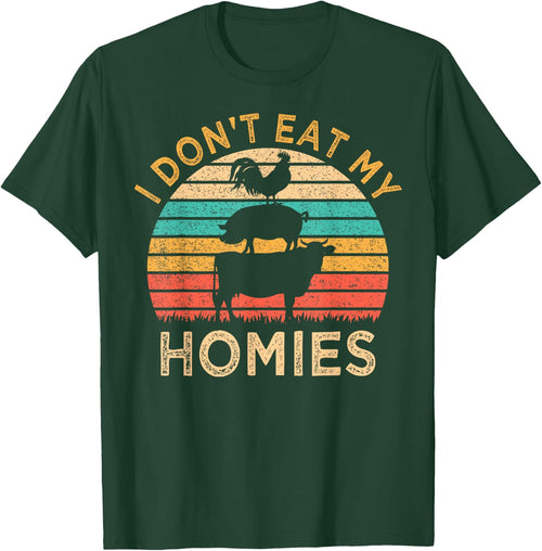Vegetarian I Don't Eat My Homies Funny Vegan Retro