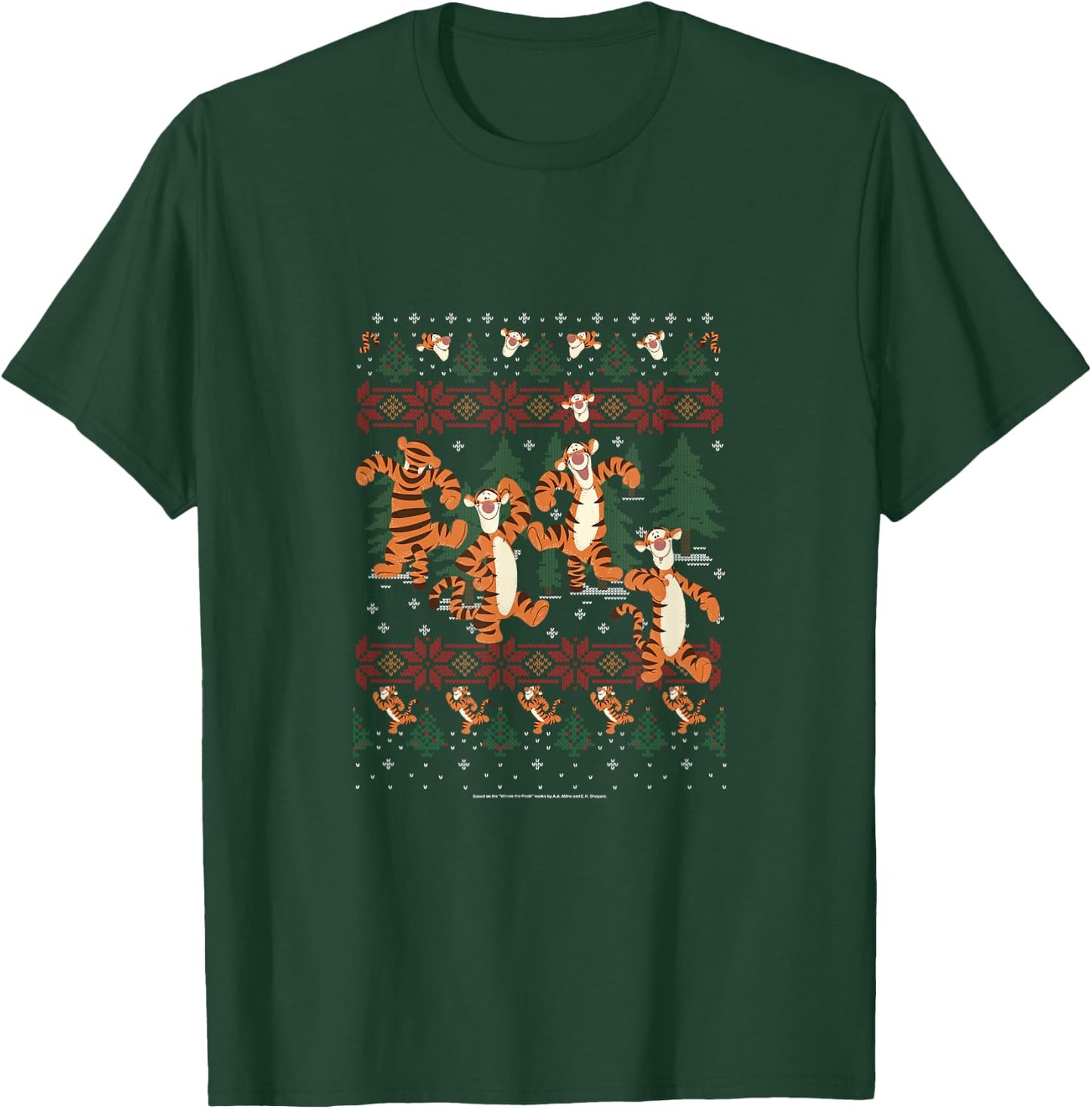Disney Christmas Winnie The Pooh Tigger Ugly Sweater T-Shirt - T-Shirt | Forest