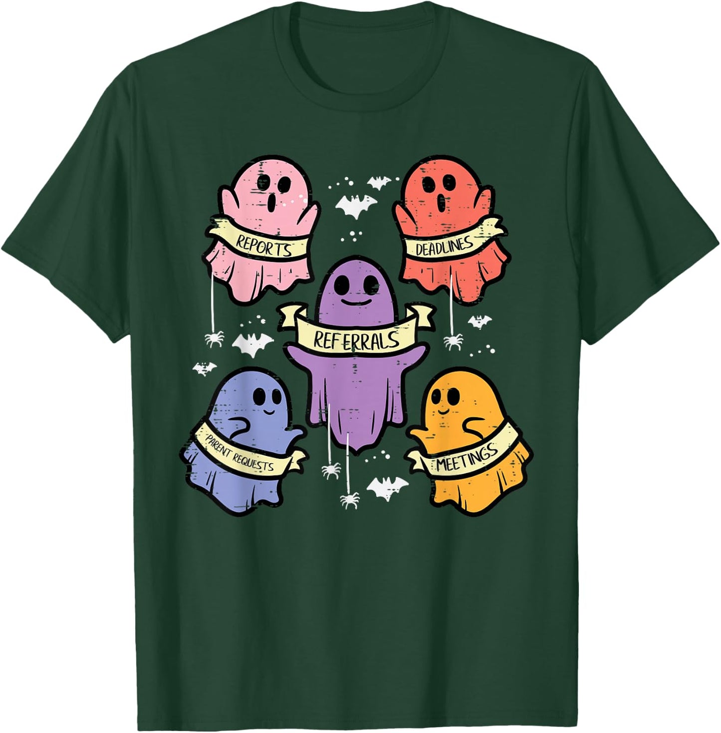 Halloween School Counselor Ghost Social Worker Costume Women T-Shirt - T-Shirt | Forest