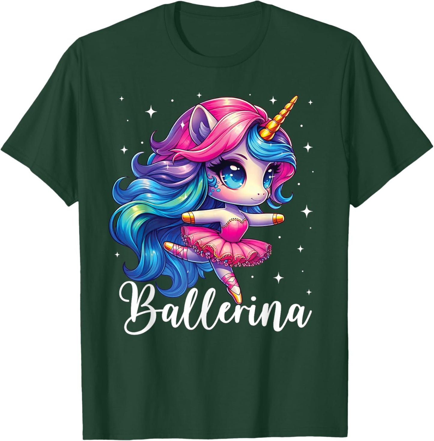 Ballerina Dancer Unicorn Girl Cute Ballet Kids Toddler T-Shirt - T-Shirt | Forest