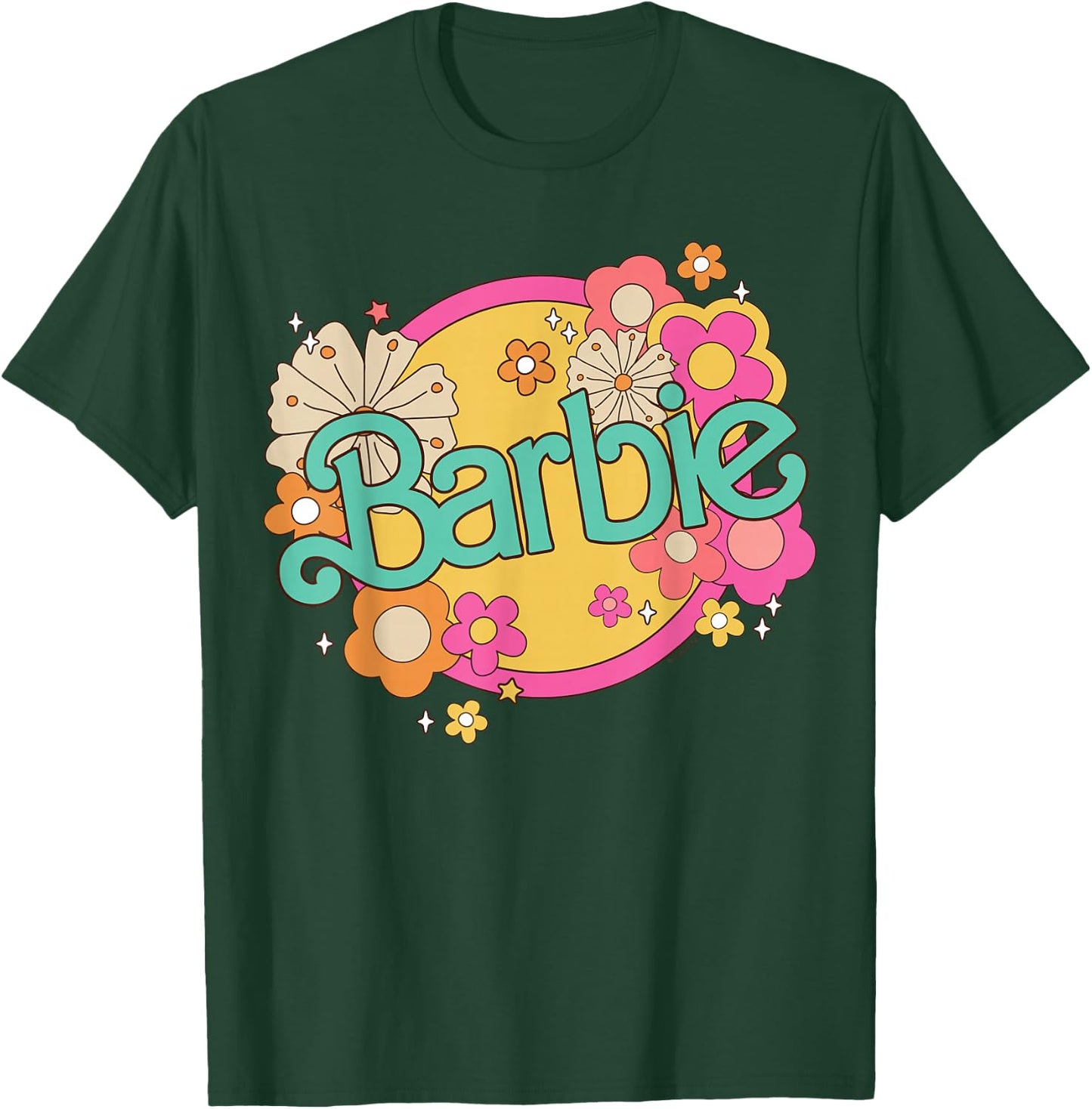 Barbie Retro Logo with Flowers T-Shirt - T-Shirt | Forest