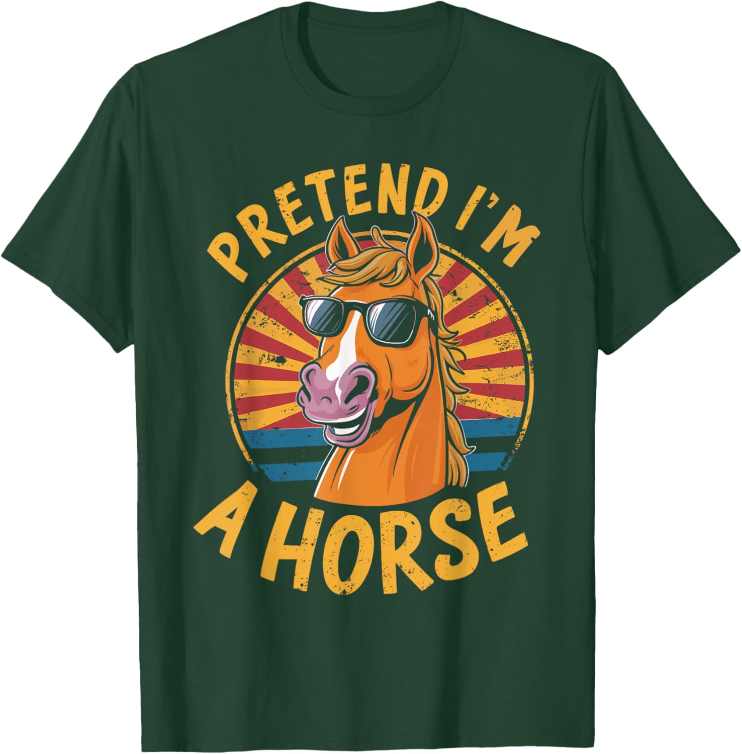 Pretend I'm A Horse Funny Lazy Halloween Matching Costume T-Shirt - T-Shirt | Forest