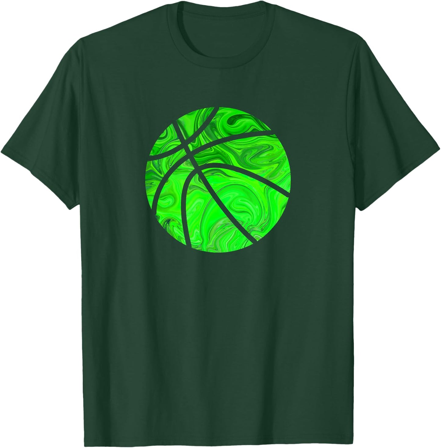 Basketball Ball Green Watercolor Gift Men Women Kids T-Shirt - T-Shirt | Forest