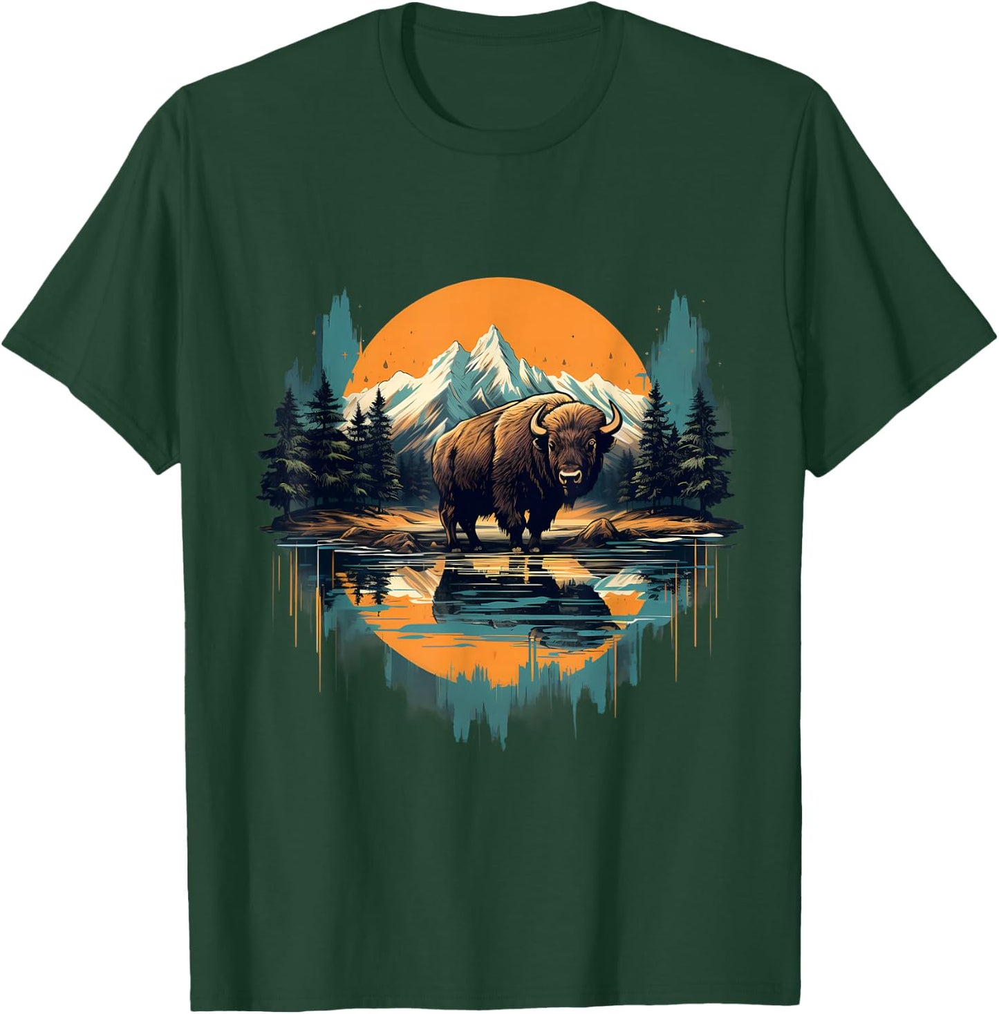 Buffalo Wildlife Animal Art Artwork Bison Savanna Nature T-Shirt - T-Shirt | Forest
