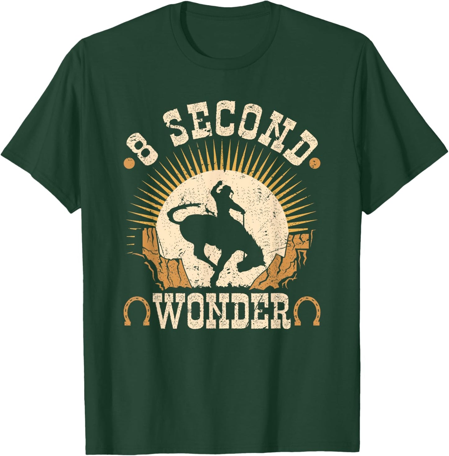 Bucking Bronco, 8 Seconds Wonder, Rodeo Cowboy Bronc Rider T-Shirt - T-Shirt | Forest