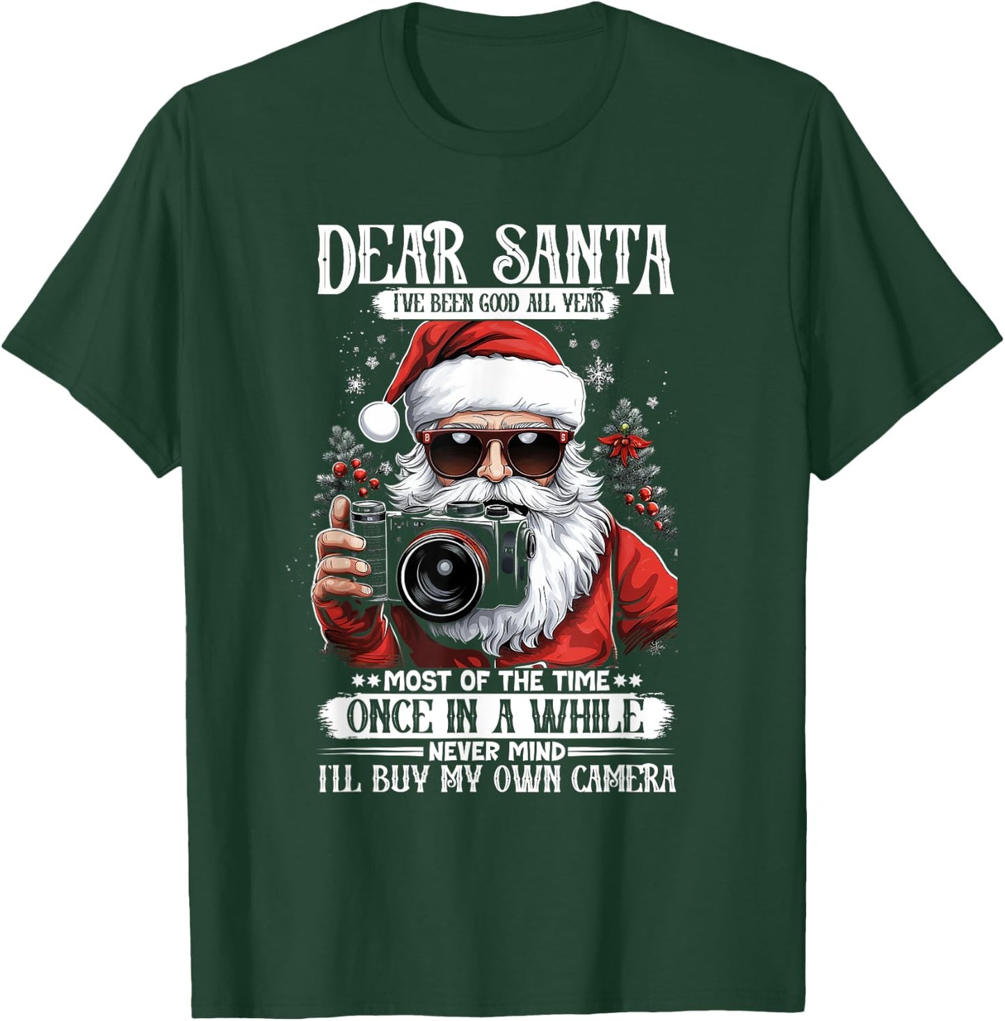 Santa Photographer Buy My Own Camera Photography Christmas T-Shirt - T-Shirt | Forest