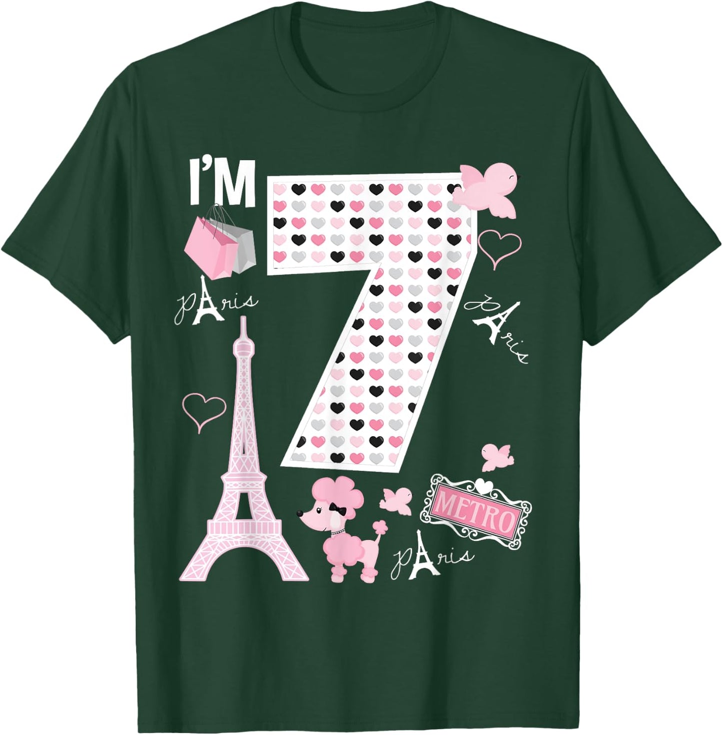 Paris 7th Birthday Girl Paris 7 Year Old Matching Family T-Shirt - T-Shirt | Forest