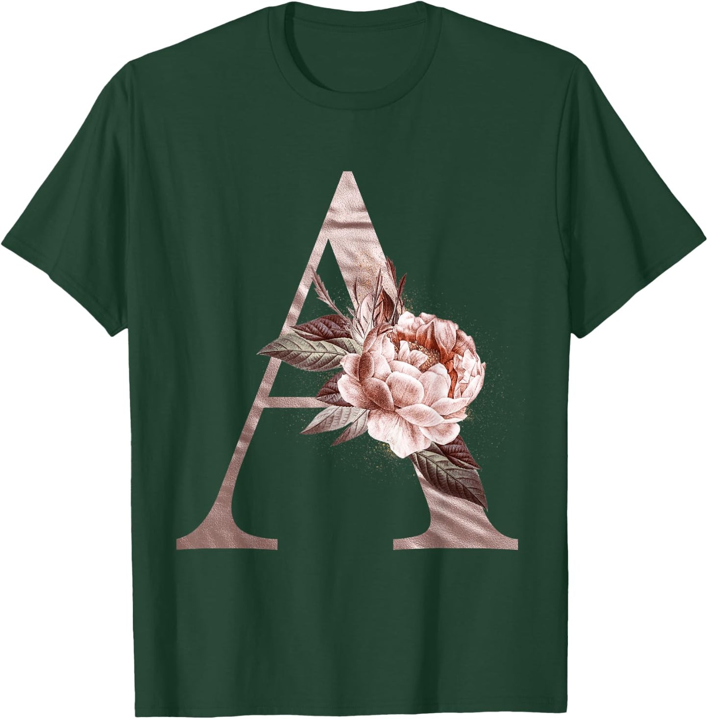 Elegant Monogram Letter A Flower Alphabet Letter A Gift T-Shirt - T-Shirt | Forest