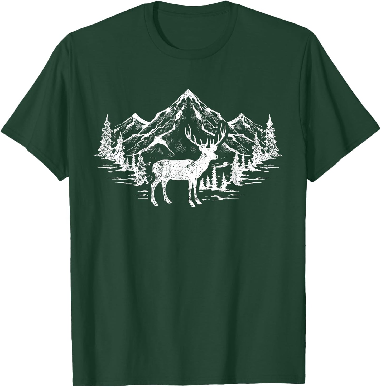 Outdoor Forest Animal Wildlife Mountains Nature Trees Deer T-Shirt - T-Shirt | Forest
