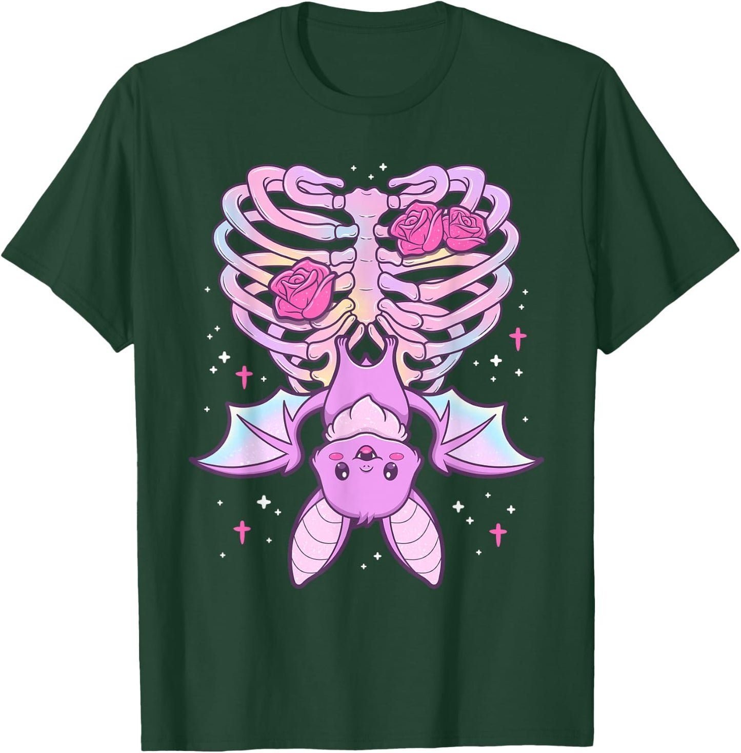 Kawaii Pastel Goth Cute Creepy Bat Skeleton T-Shirt - T-Shirt | Forest