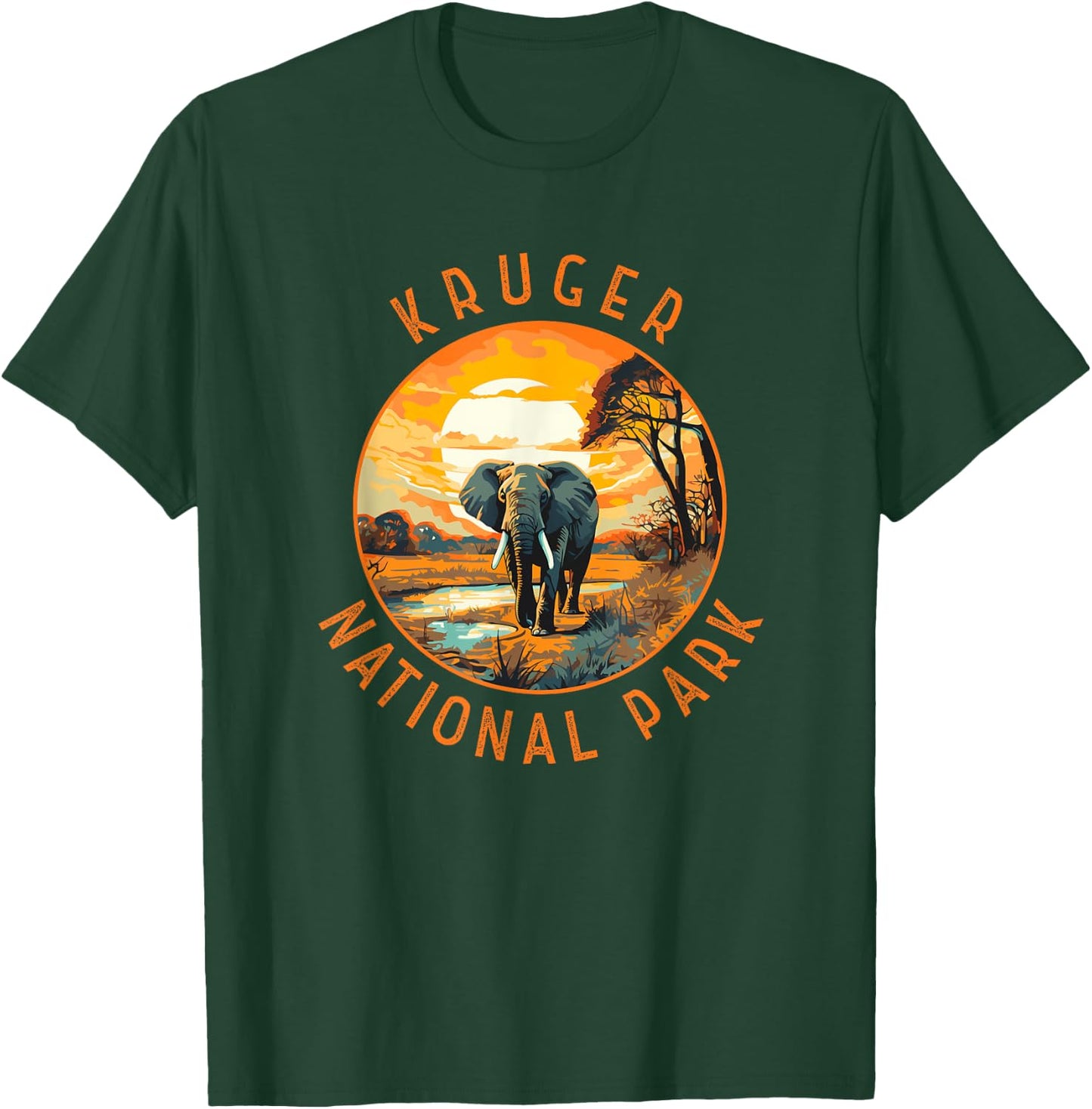 Kruger National Park South Africa Elephant Retro Distressed T-Shirt - T-Shirt | Forest