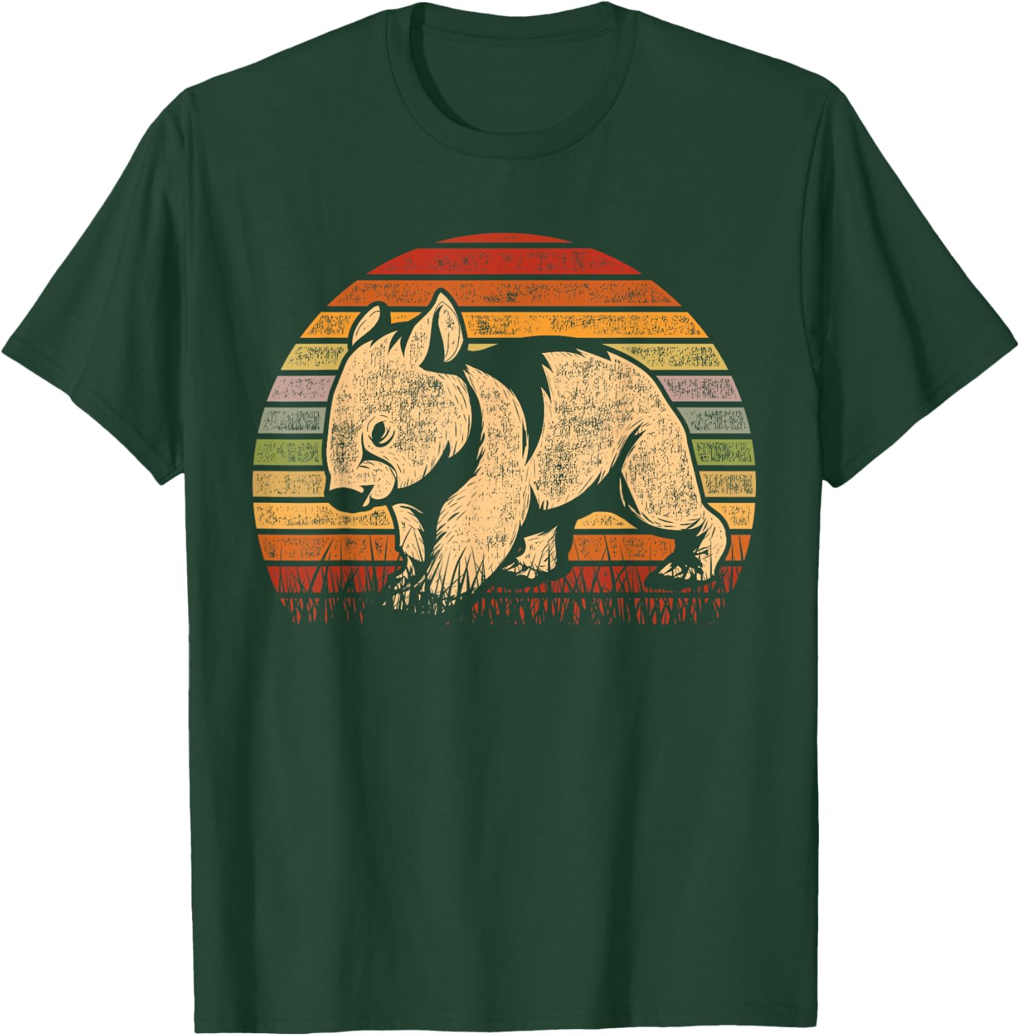 Australia Animal Wombat Gift Adults Retro Wombat Lover Wildlife Aussie Wombat Black Small Classic Fit Short Sleeve Cotton Polyester T-Shirt - T-Shirt | Forest