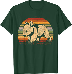 Australia Animal Wombat Gift Adults Retro Wombat Lover Wildlife Aussie Wombat Black Small Classic Fit Short Sleeve Cotton Polyester T-Shirt - T-Shirt | Forest
