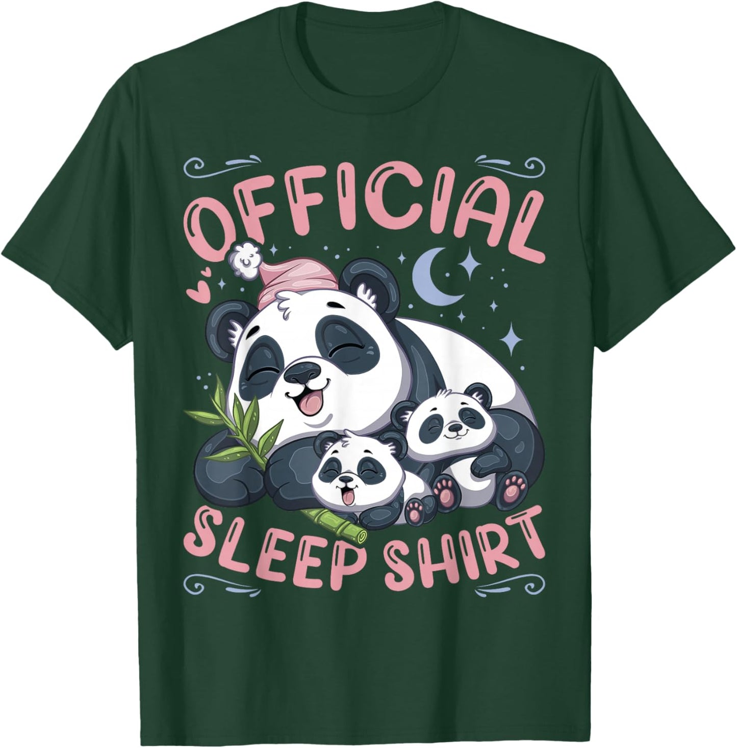 Official Sleep Shirt, Panda Bear with 2 Puppies T-Shirt - T-Shirt | Forest