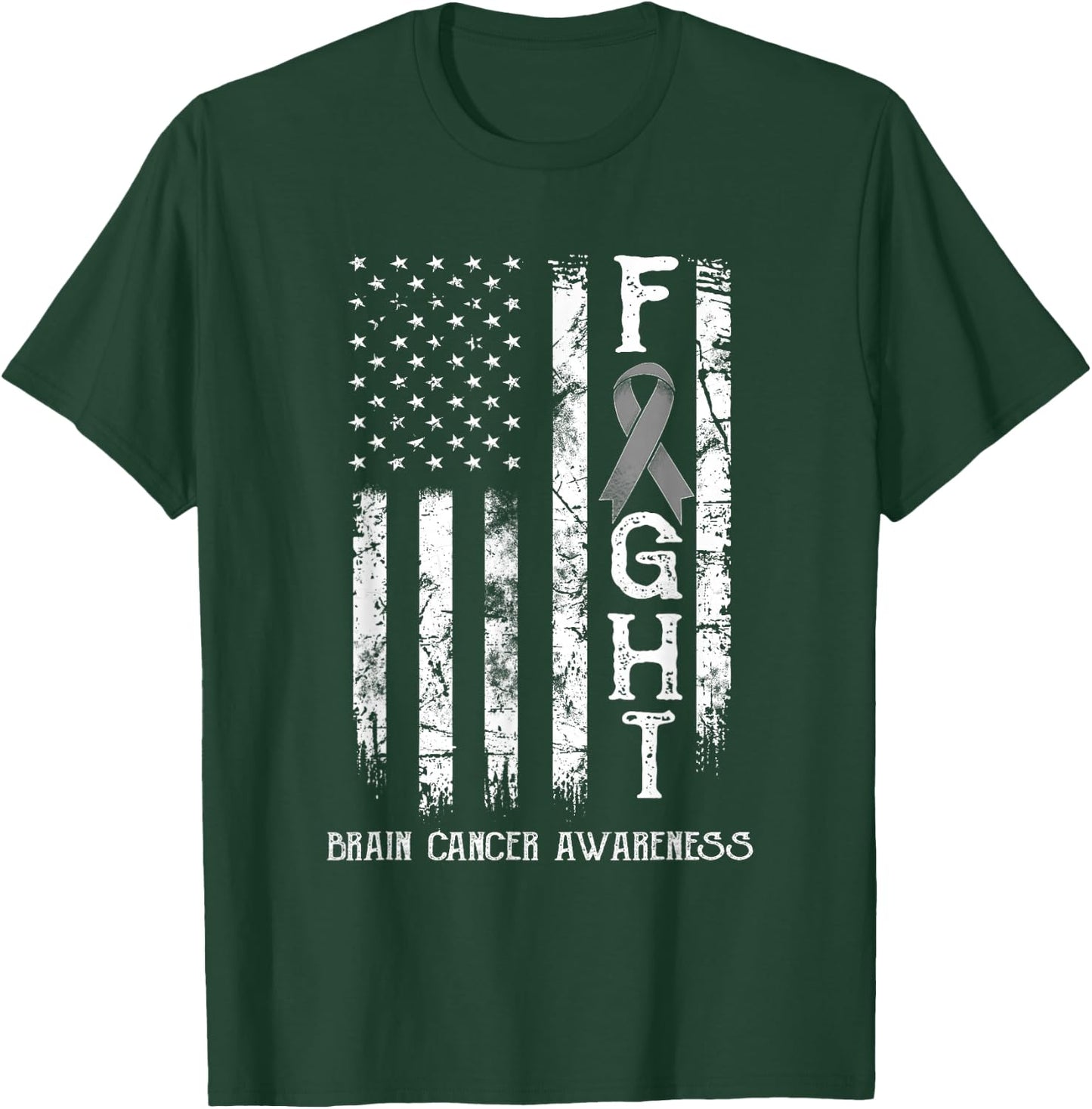 Brain Cancer Warrior US Flag T-Shirt - T-Shirt | Forest