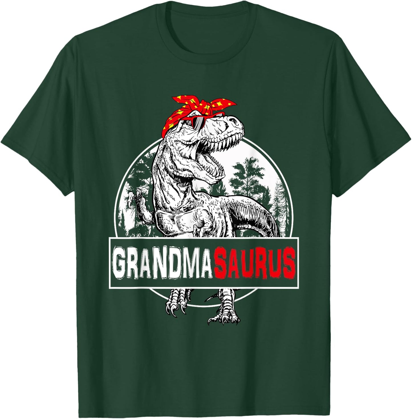 Grandmasaurus T rex Dinosaur Grandma Saurus Family Matching T-Shirt - T-Shirt | Forest