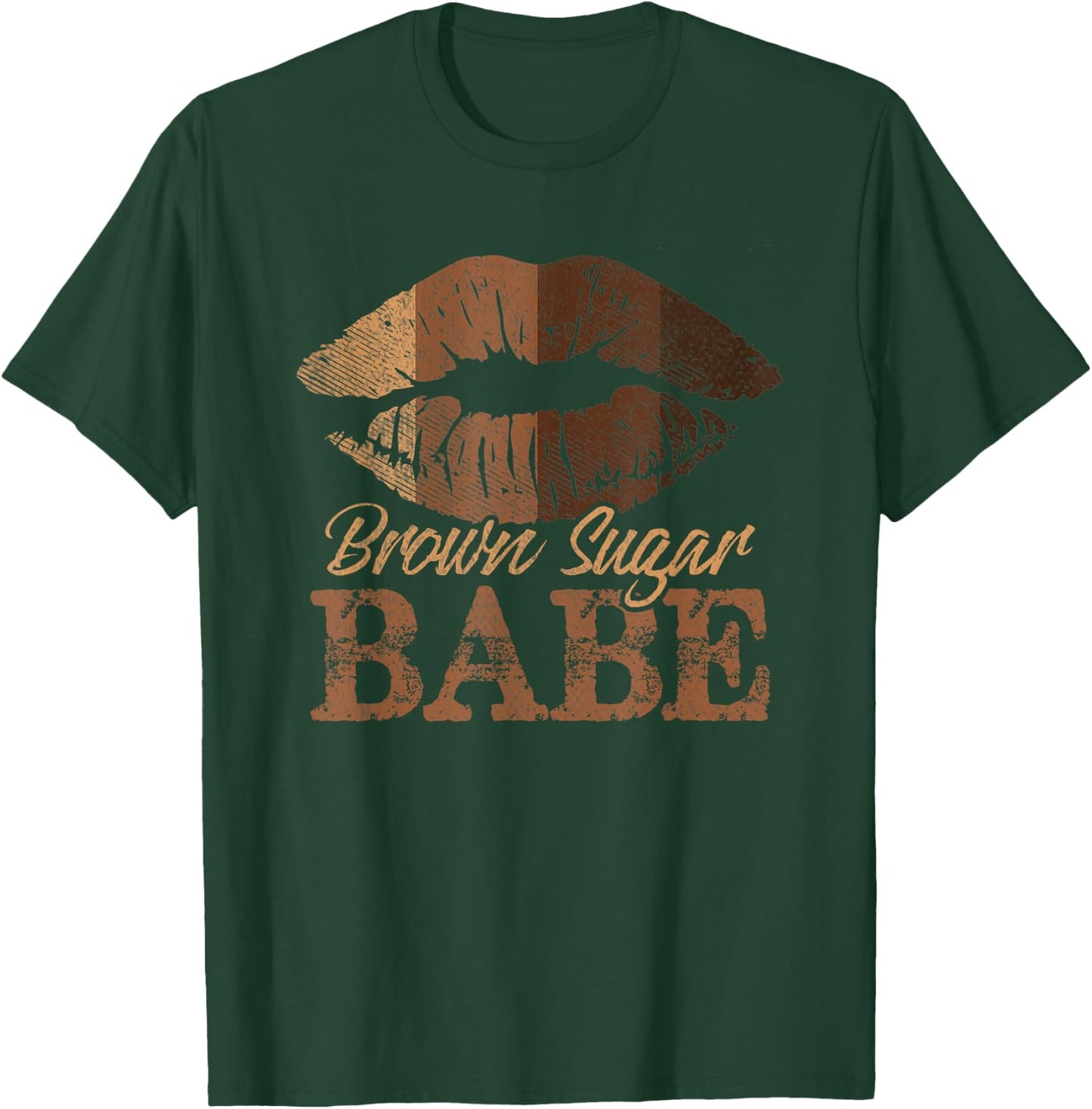 Sugar Babe Brown Proud Black Women Melanin Lips Girls T-Shirt - T-Shirt | Forest