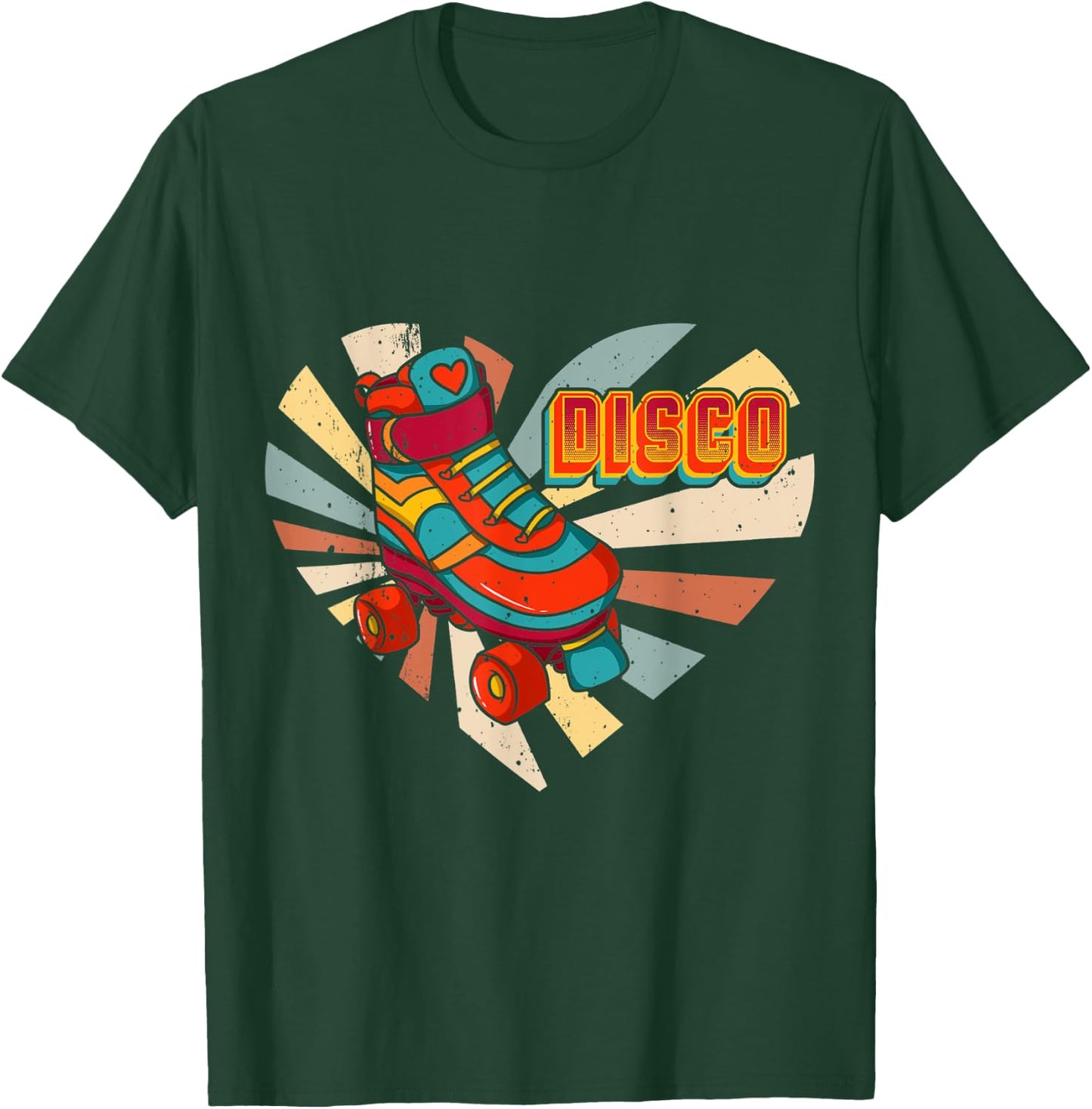 Disco Roller Love Vintage Skates Derby Skating Heart Gift T-Shirt - T-Shirt | Forest
