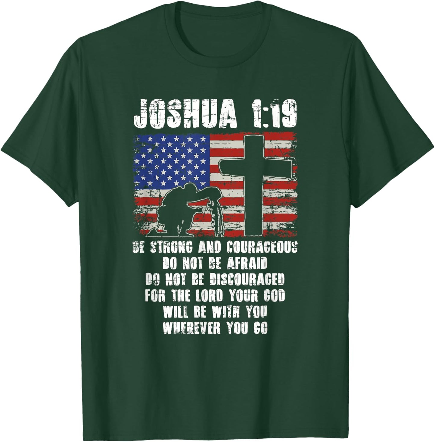 Holy Bible Verse Patriotic Christian Gift USA Flag Prayer T-Shirt - T-Shirt | Forest