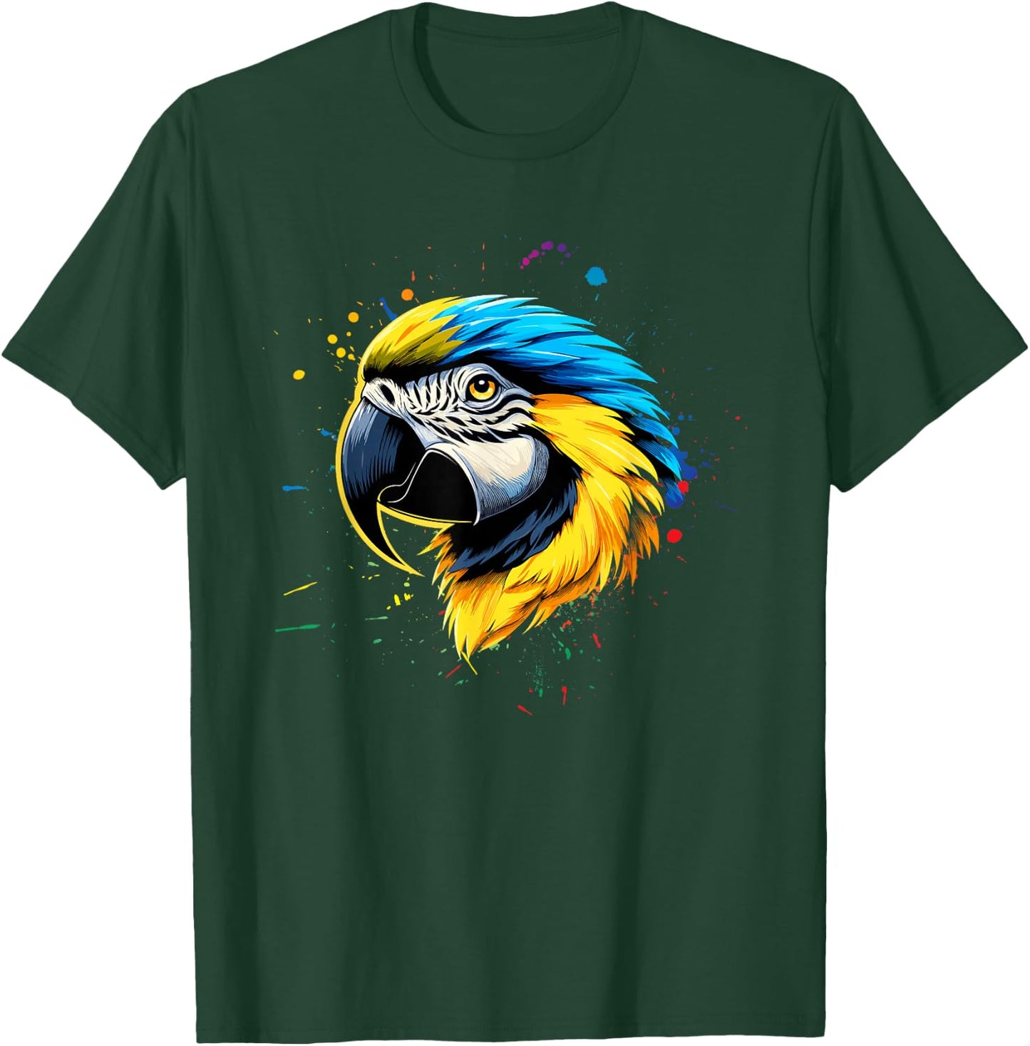 Blue Yellow Macaw Face Watercolor Macaw T-Shirt - T-Shirt | Forest