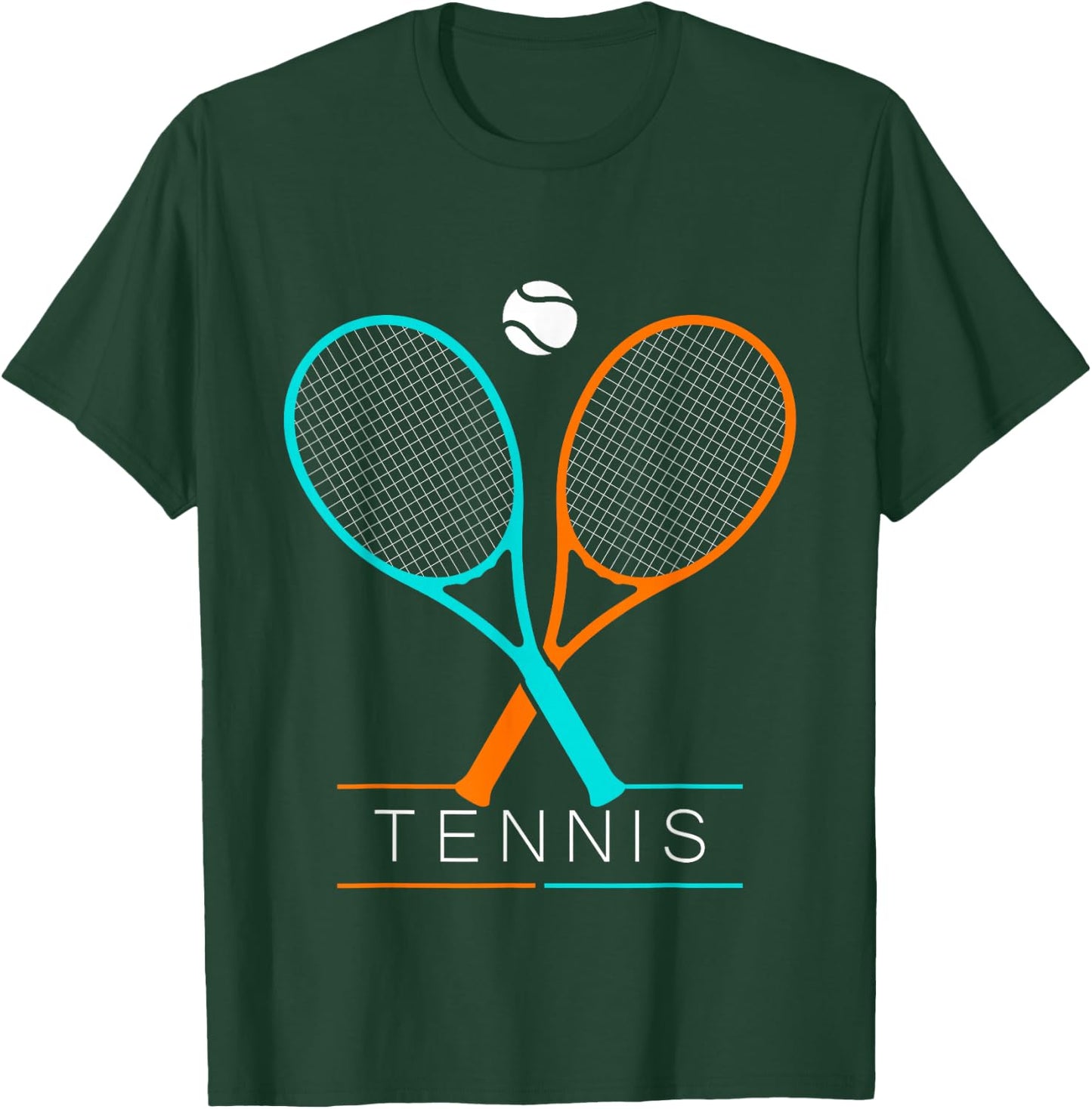 Tennis Women Men Children Tennis Racket & Ball T-Shirt - T-Shirt | Forest