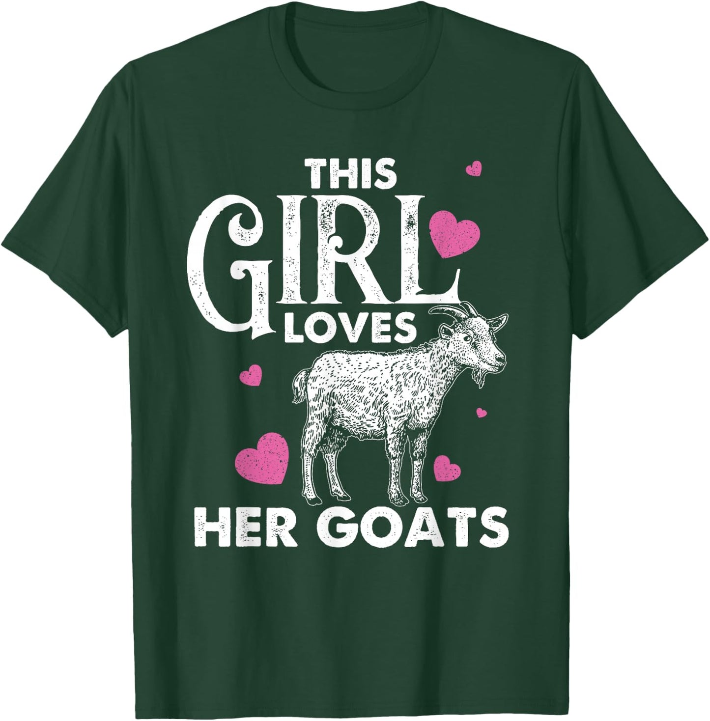Cool Country Livestock Farm Kids Crazy Goat Lady Funny Goat Gift Girls Animal Farming Farmer Lovers T-Shirt - T-Shirt | Forest