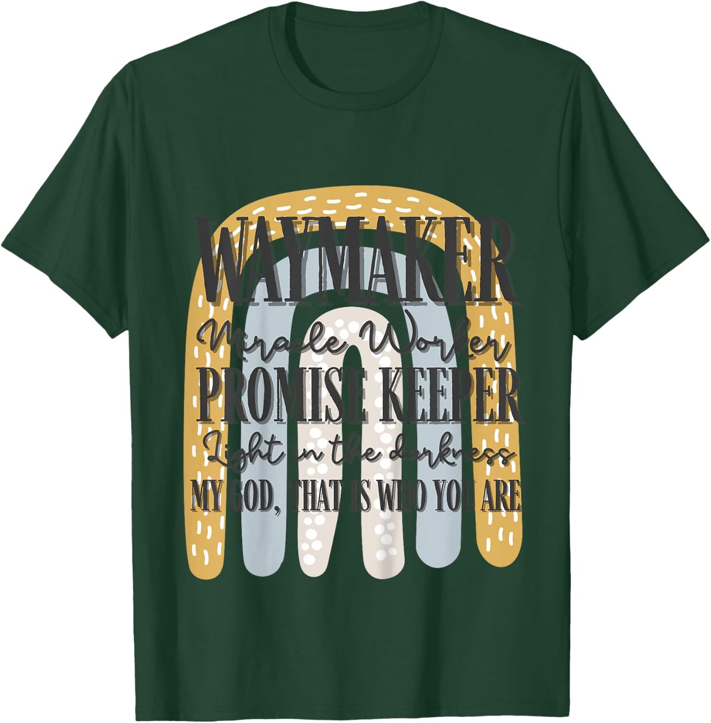 Kids Waymaker Miracle Worker Rainbow Christian T-Shirt - T-Shirt | Forest