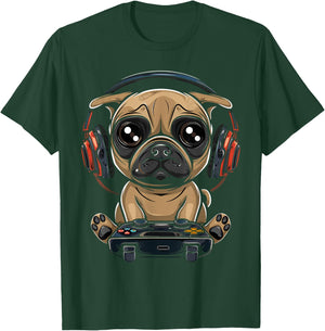 Gamer Pug Gaming Pugs Video Game Dog Lover For Boys Girls T-Shirt - T-Shirt | Forest