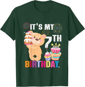 It's My 7th Birthday Bear 7 Years Old Gift Kids T-Shirt - T-Shirt | Forest