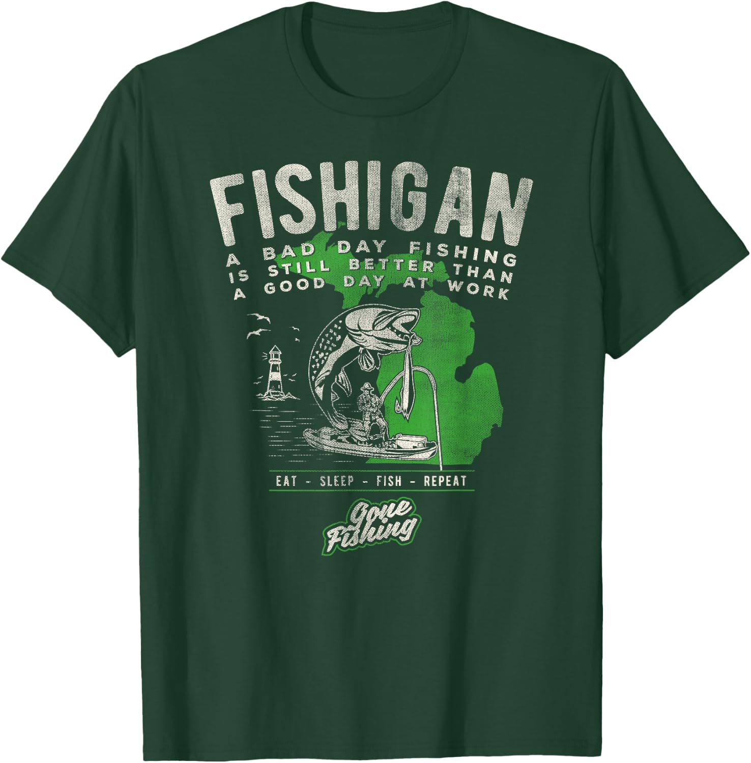 Fishigan Michigan Fishing Gift Apparel women novelty T-Shirt - T-Shirt | Forest