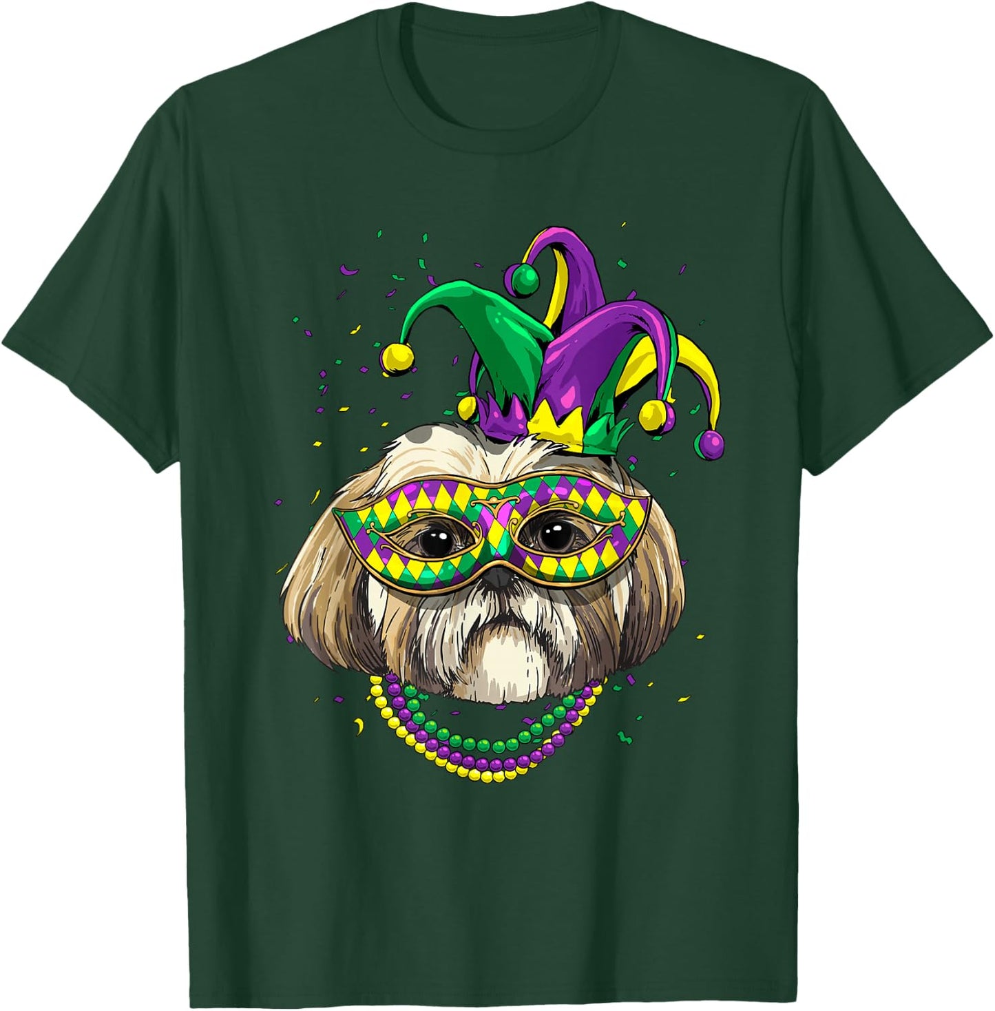 Shih Tzu Dog Lover Cute Mardi Gras Carnival Jester T-Shirt - T-Shirt | Forest