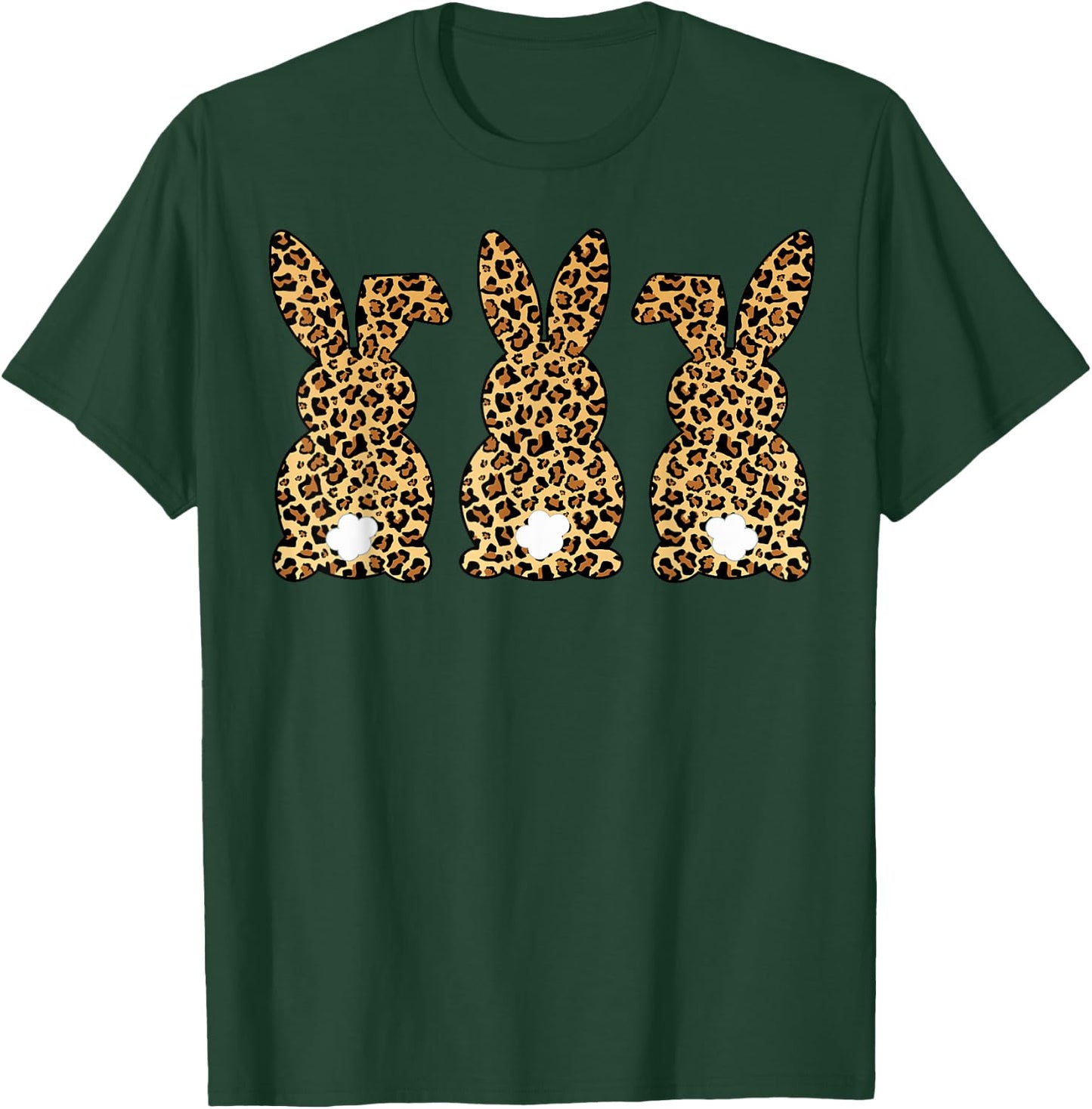 Leopard Print Easter Bunnies Spring Rabbit Animal Print T-Shirt - T-Shirt | Forest