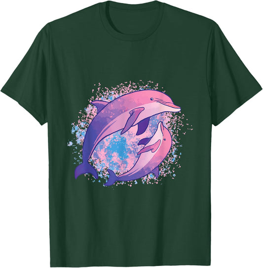 Cute Tie-dye Dolphin shirt Parent And Child Dolphins T-Shirt - T-Shirt | Forest