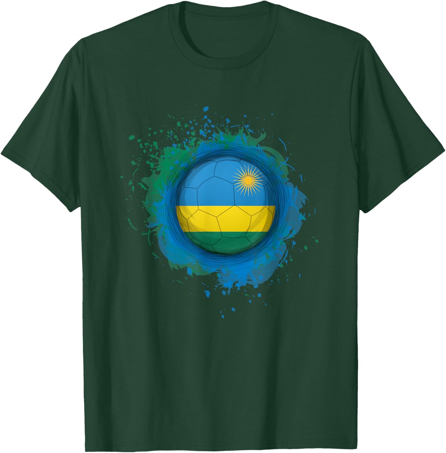 Proud Heritage Rwanda Flag Soccer Ball T-Shirt - T-Shirt | Forest