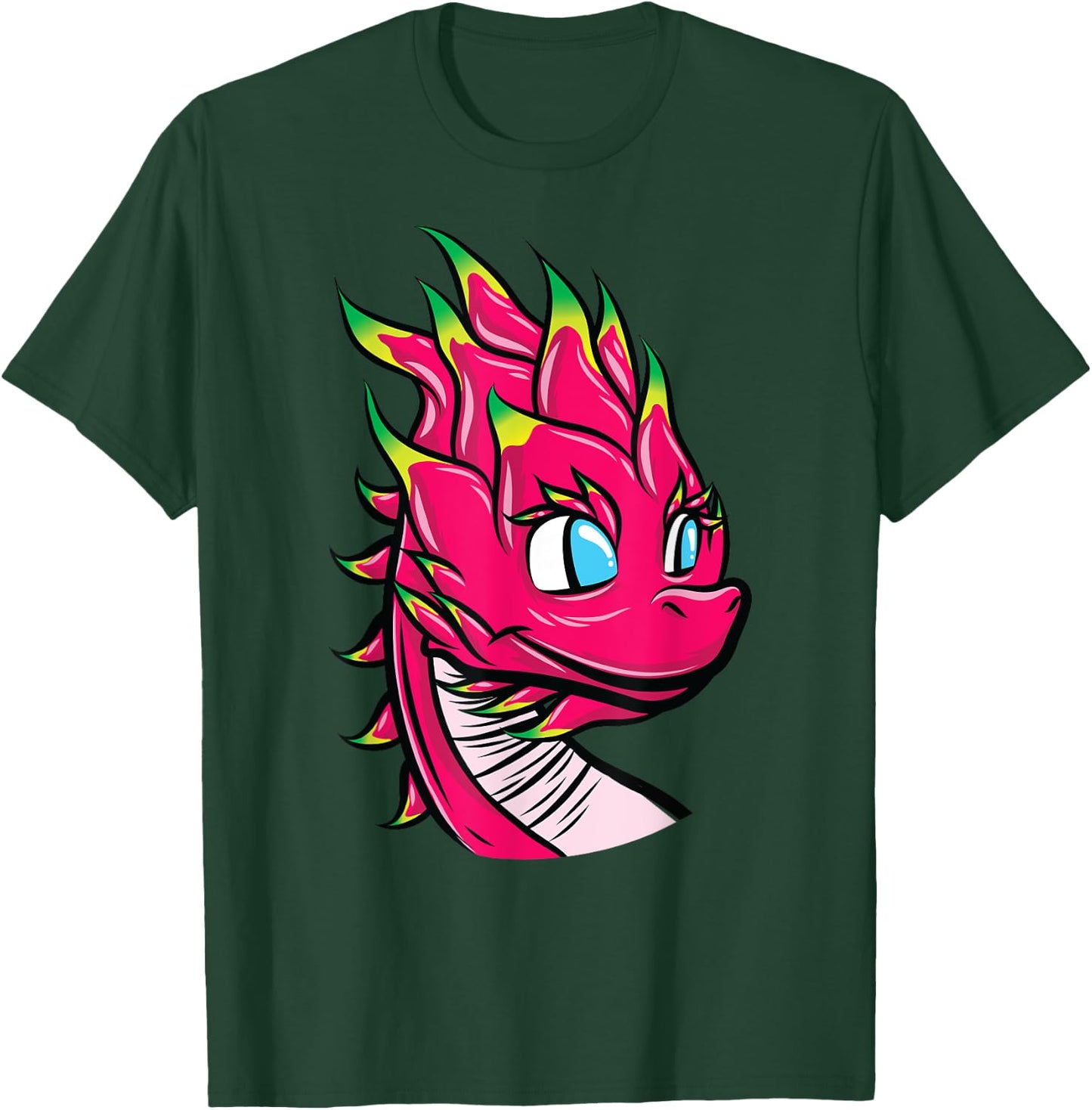 Cute Cartoon Pitaya Dragon Fruit with Dragon Head T-Shirt - T-Shirt | Forest