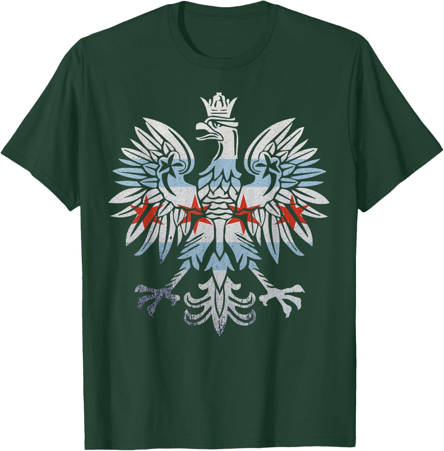 Cool Chicago Flag Polish Eagle | Funny Illinois Emblem Gift T-Shirt - T-Shirt | Forest