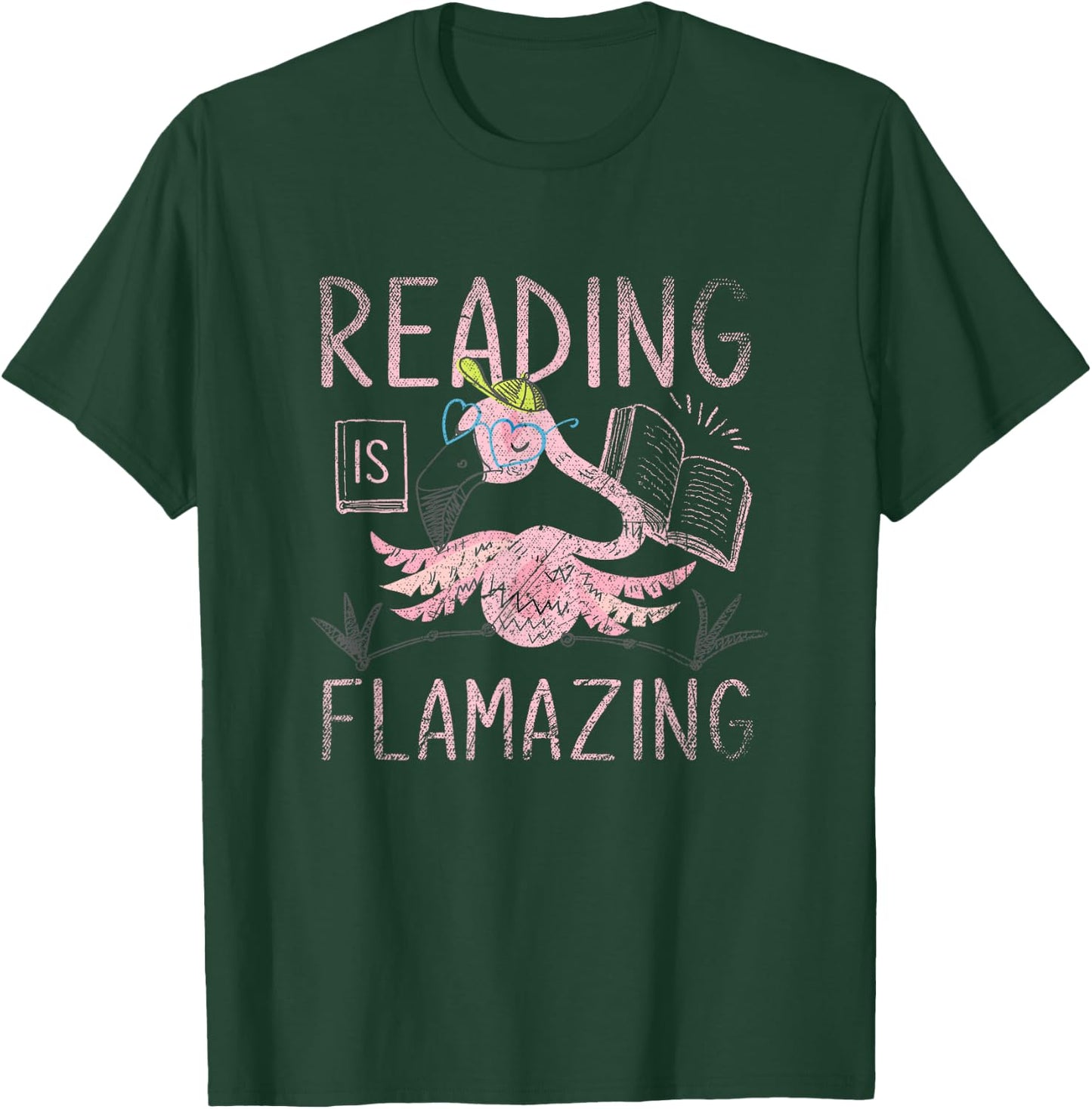 Reading Is Flamazing Flamingo T-Shirt - T-Shirt | Forest