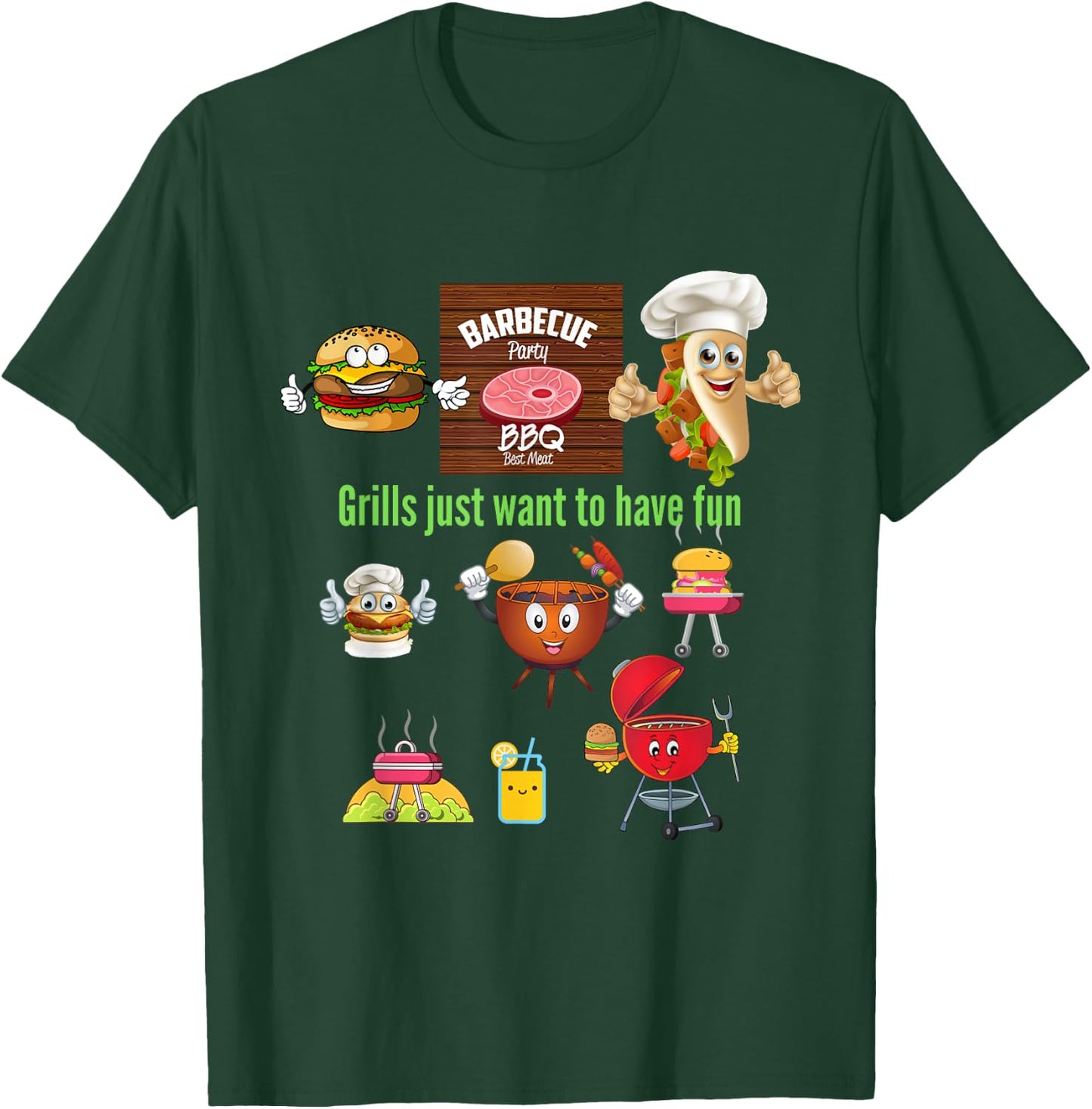Grills Just Want To Have Fun BBQ Grill Master Grilling Dad T-Shirt - T-Shirt | Forest