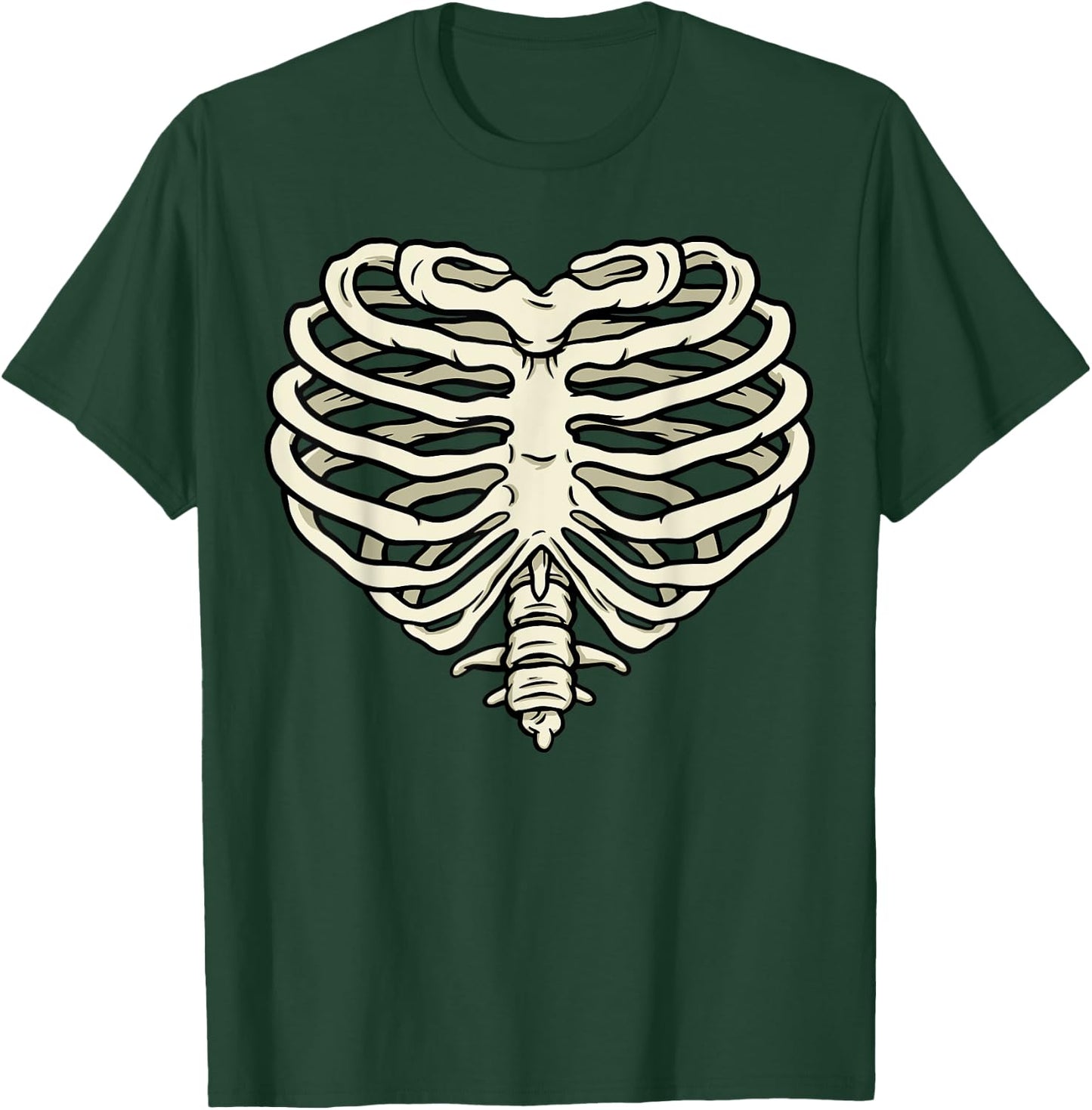 Halloween Costume Heart Shape of a Skeleton Rib Cage T-Shirt - T-Shirt | Forest