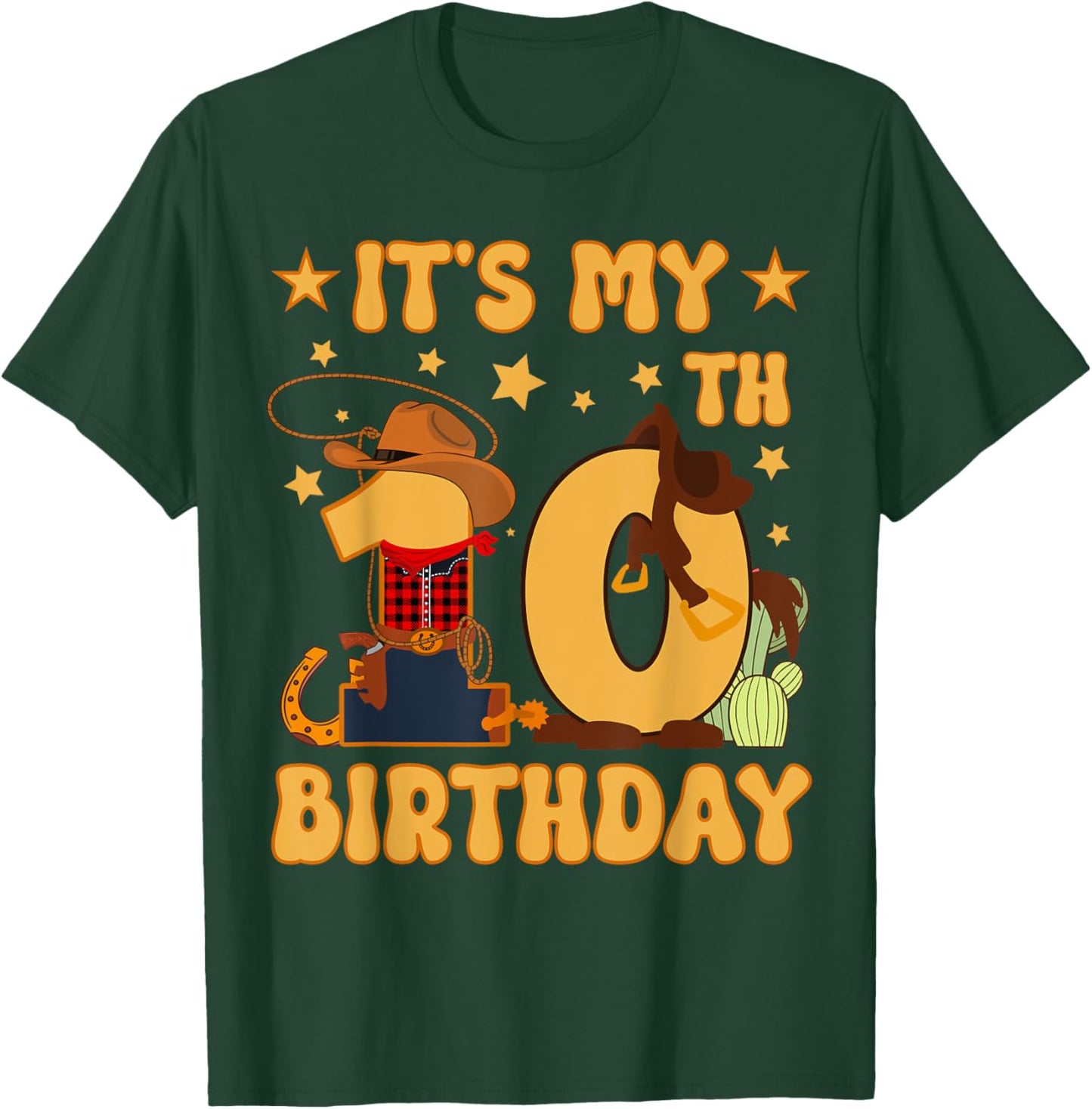 It's My 10th Birthday Cowboy Rodeo Horse 10 Year Old Boy T-Shirt - T-Shirt | Forest
