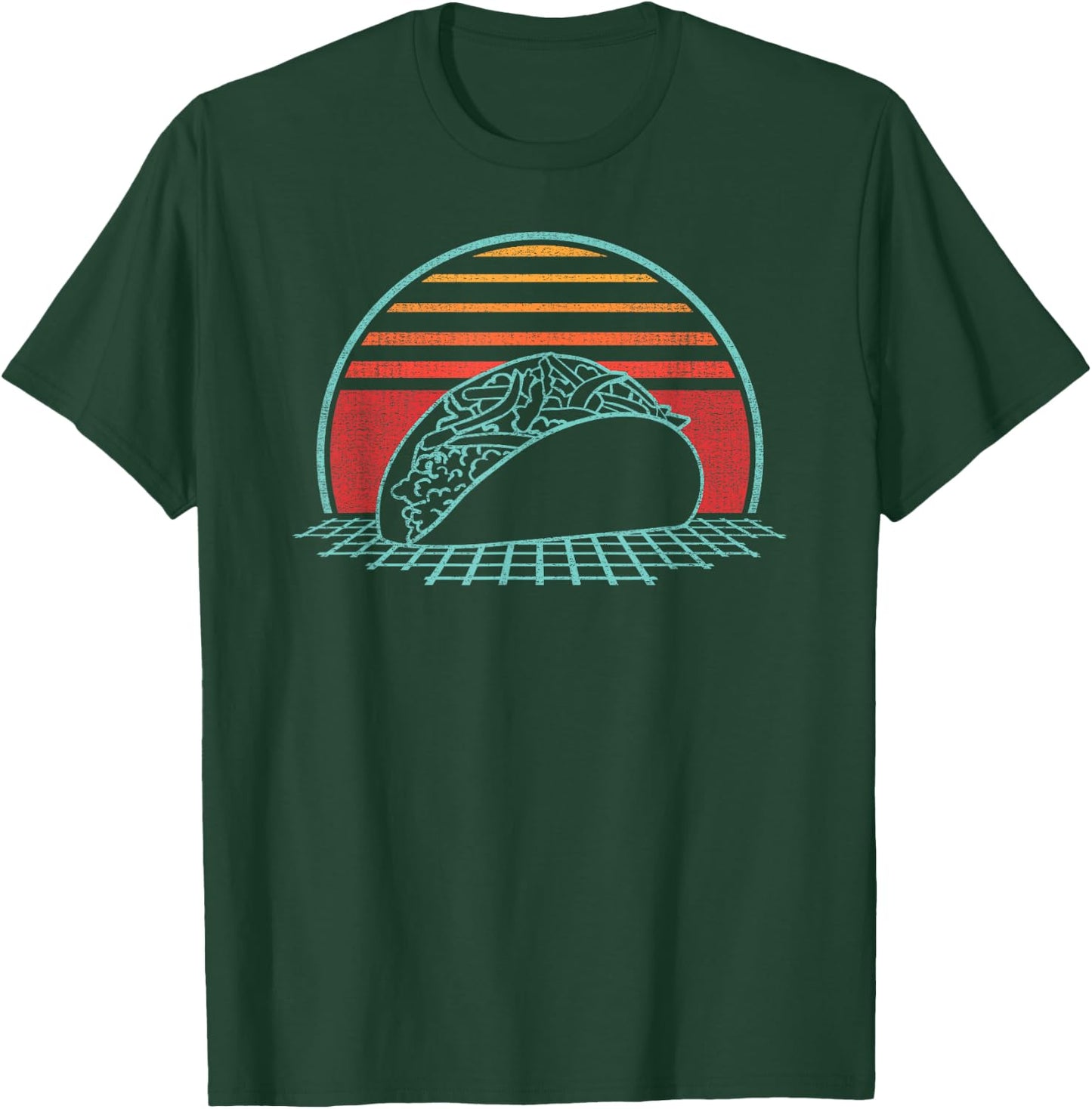 Taco Retro Mexican Food Tuesday Vintage 80s Style Gift T-Shirt - T-Shirt | Forest