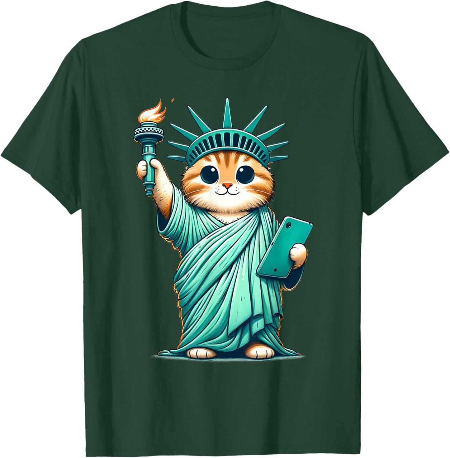 Cute Kawaii Cat Statue of Liberty I Love New York NYC T-Shirt - T-Shirt | Forest
